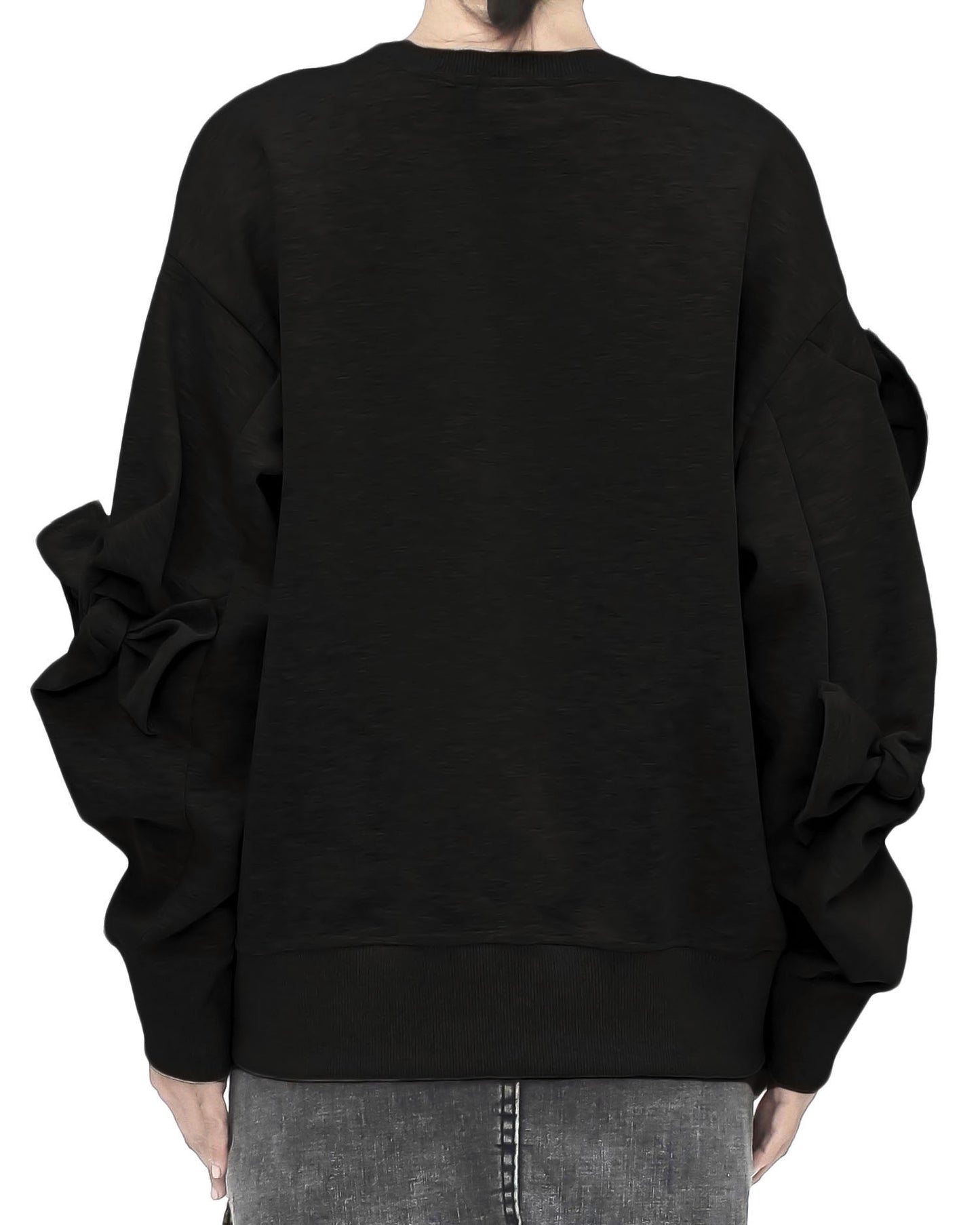 black bows sleeves fleece sweatshirt *pre-order*