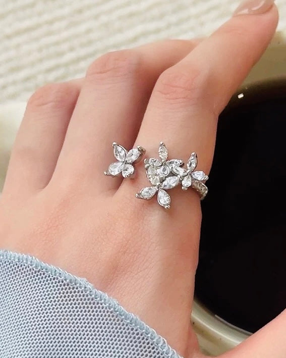 GAL butterflies lab-grown diamond 18K open ring *pre-order*