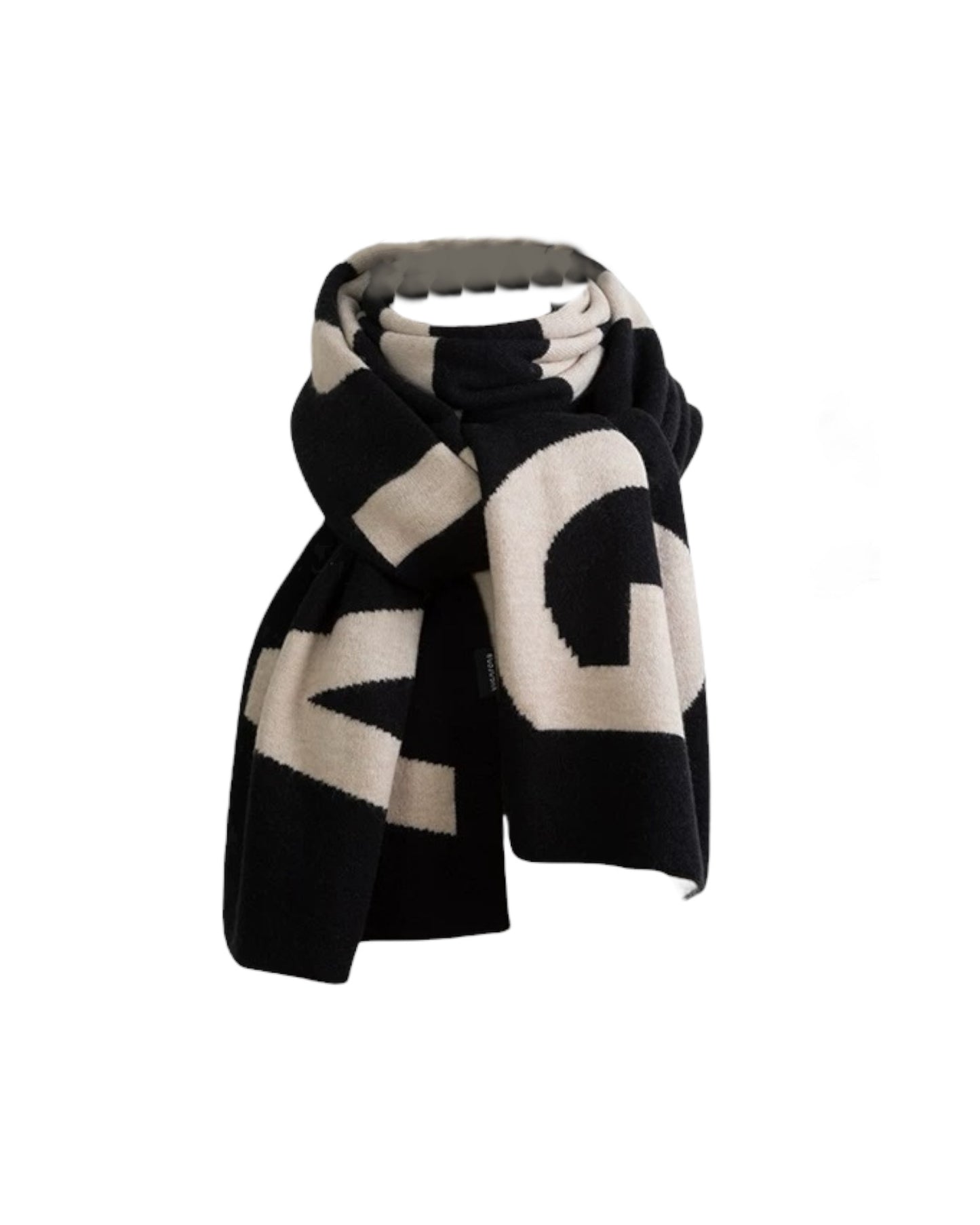 black & ivory letter printed knitted scarf *pre-order*