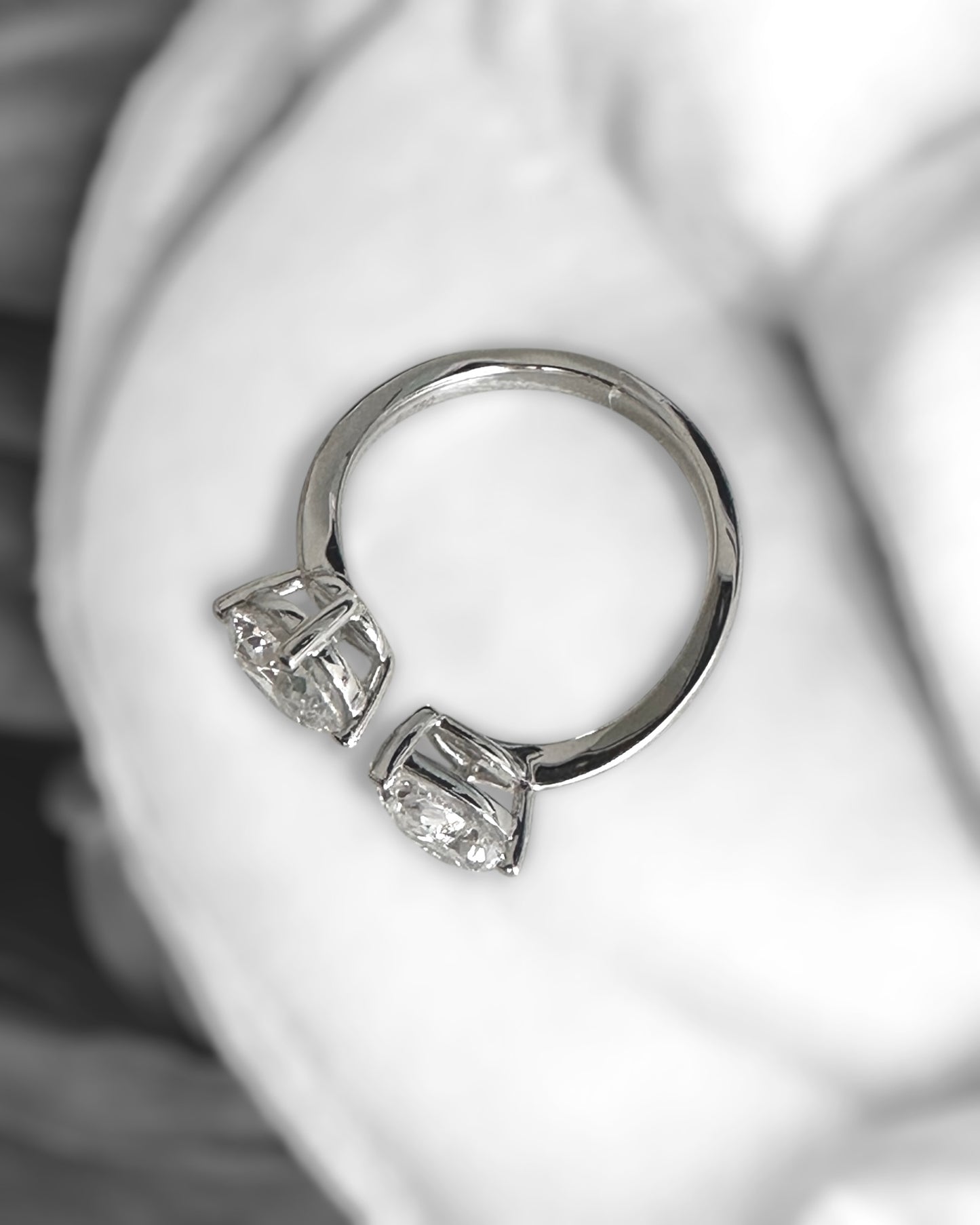 GAL round & pear 18K lab-grown diamond open ring *pre-order*