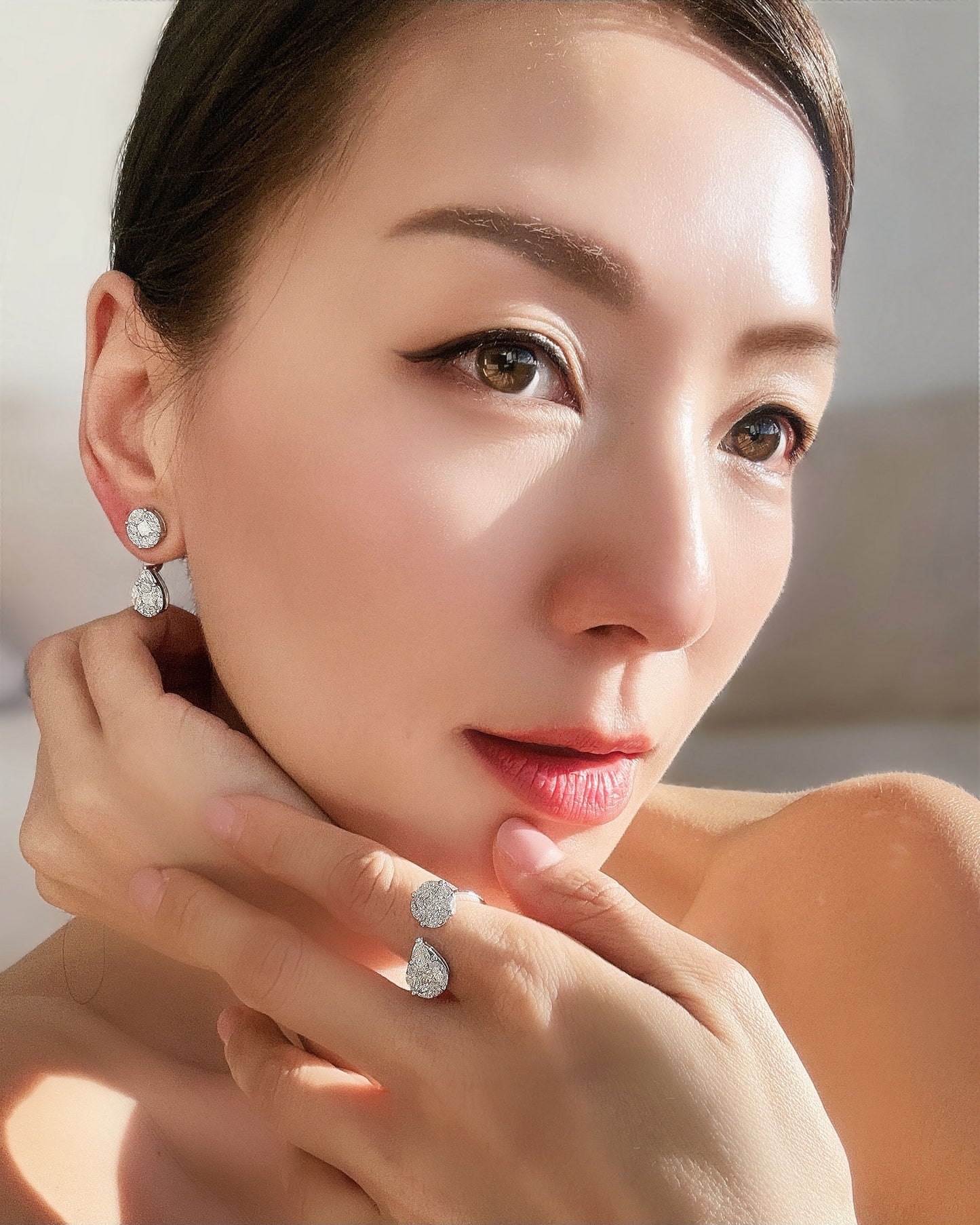 GAL round & pear double illusion lab-grown diamonds earrings *pre-order*