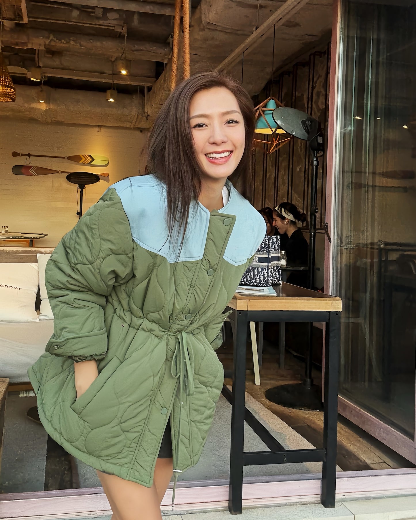 green w/ denim quilted jacket *pre-order*