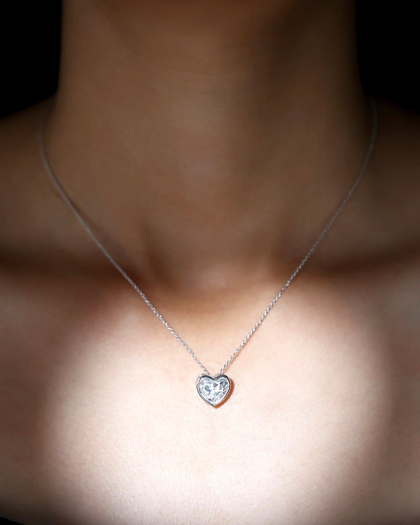 GAL 2ct heart bazel 18K lab-grown diamond pendant necklace *pre-order*
