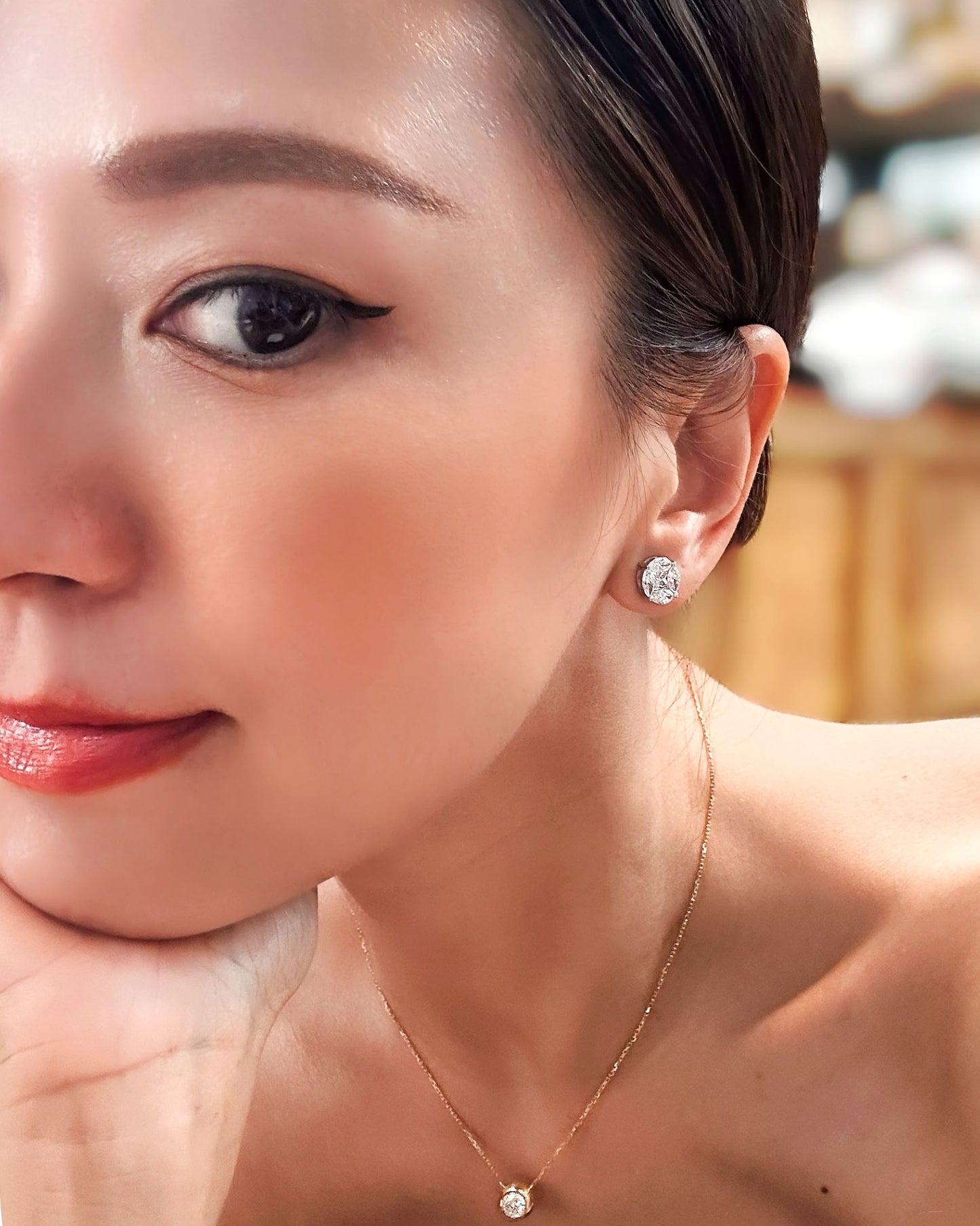 GAL illusion round 18K lab-grown diamonds earrings *pre-order*