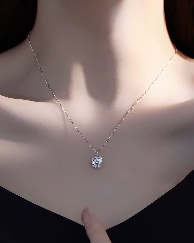 GAL round w/ illusion square pendent lab-grown diamond necklace *pre-order*