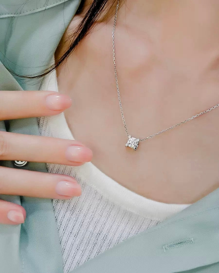 GAL C square w/ round lab-grown diamond necklace *pre-order*