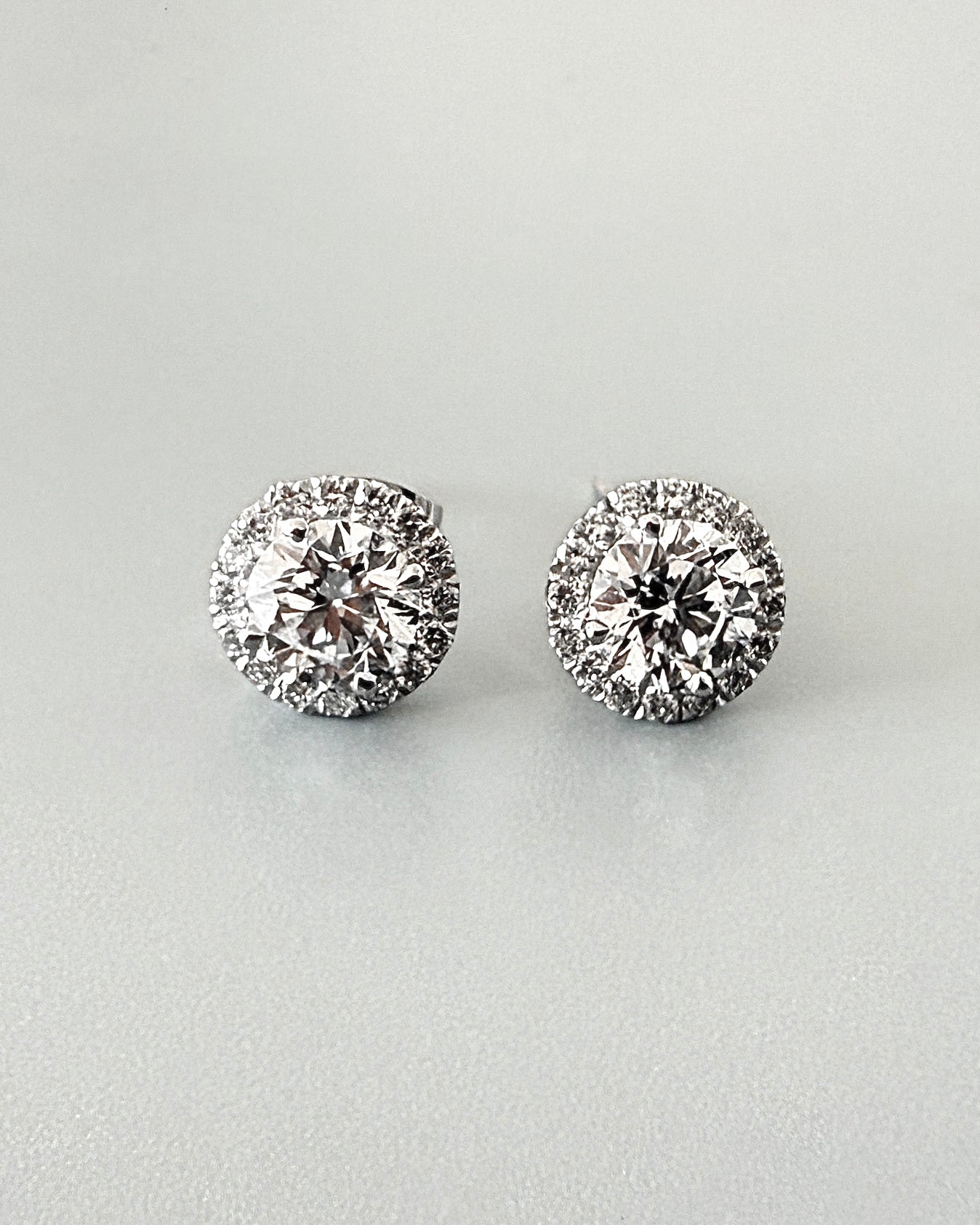 GAL 1ct round halo lab-grown diamond alloy studded earrings