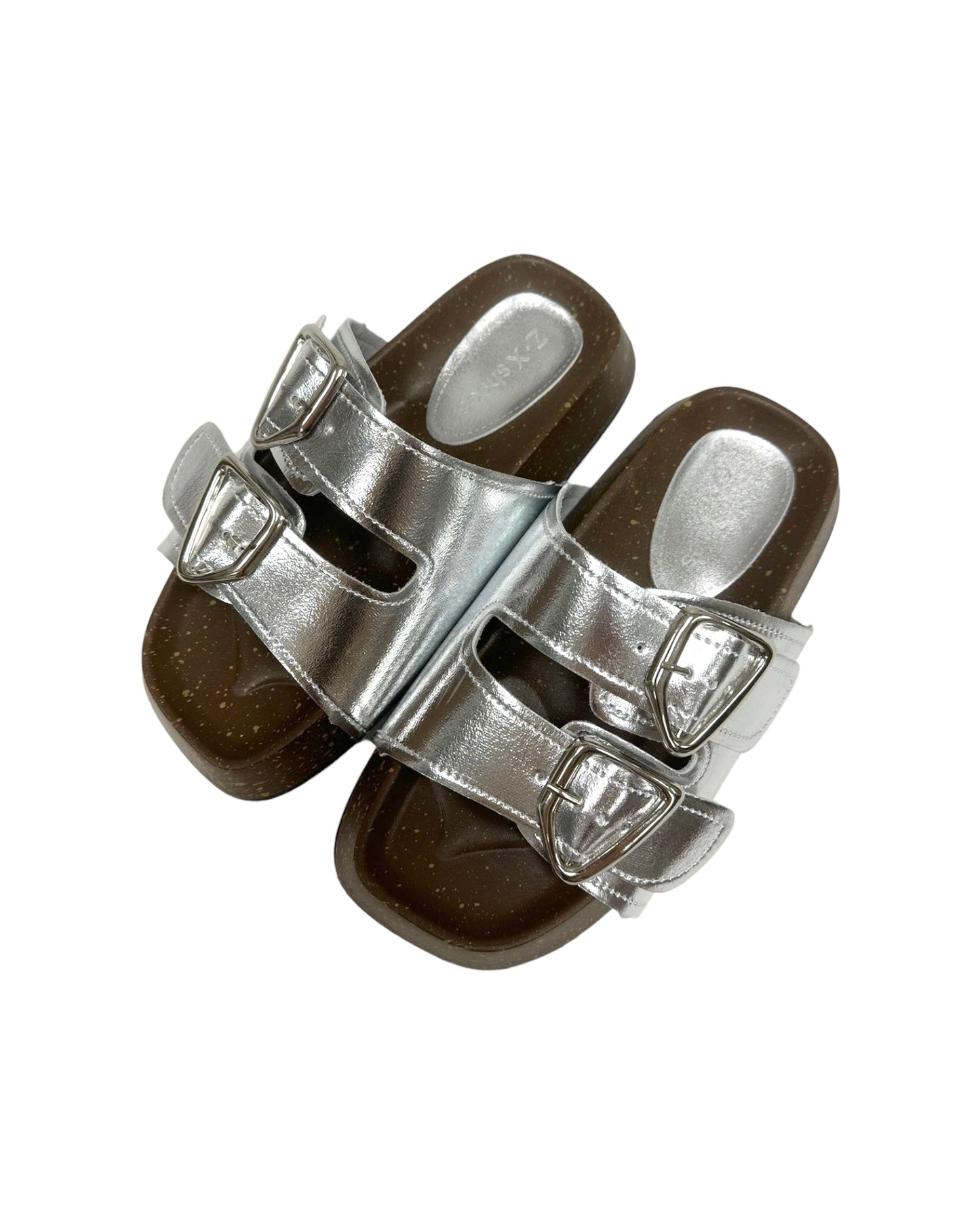 silver buckle pu leather sandals *pre-order*