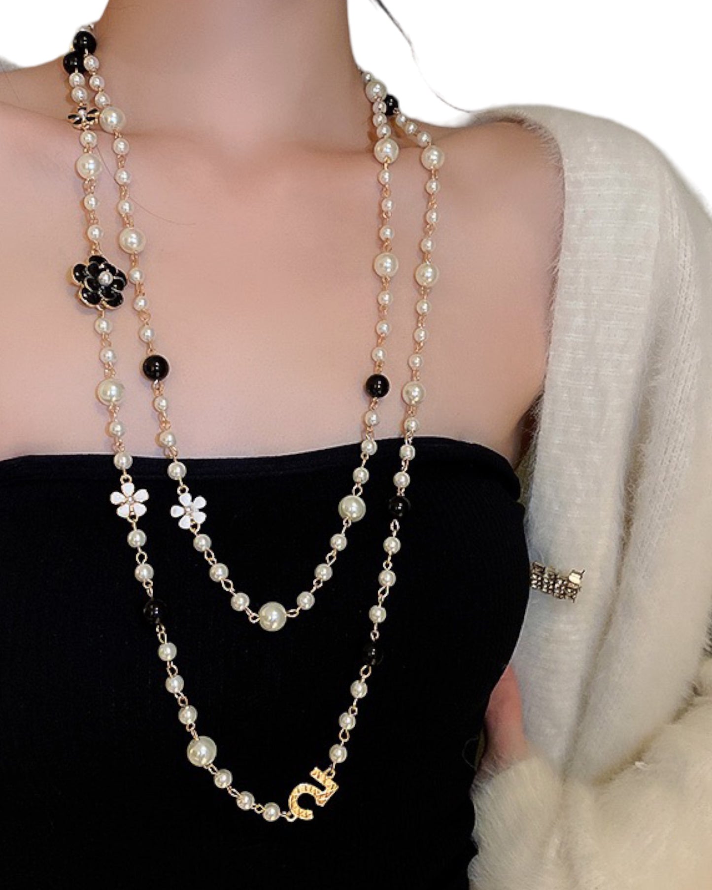 pearls flowers longline necklace *pre-order*