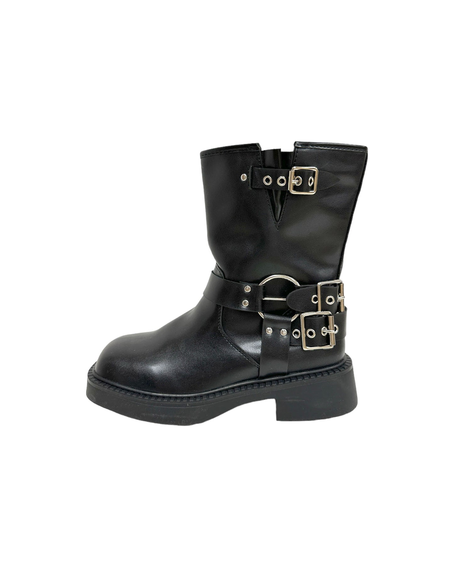 black leather buckles biker boots *pre-order*