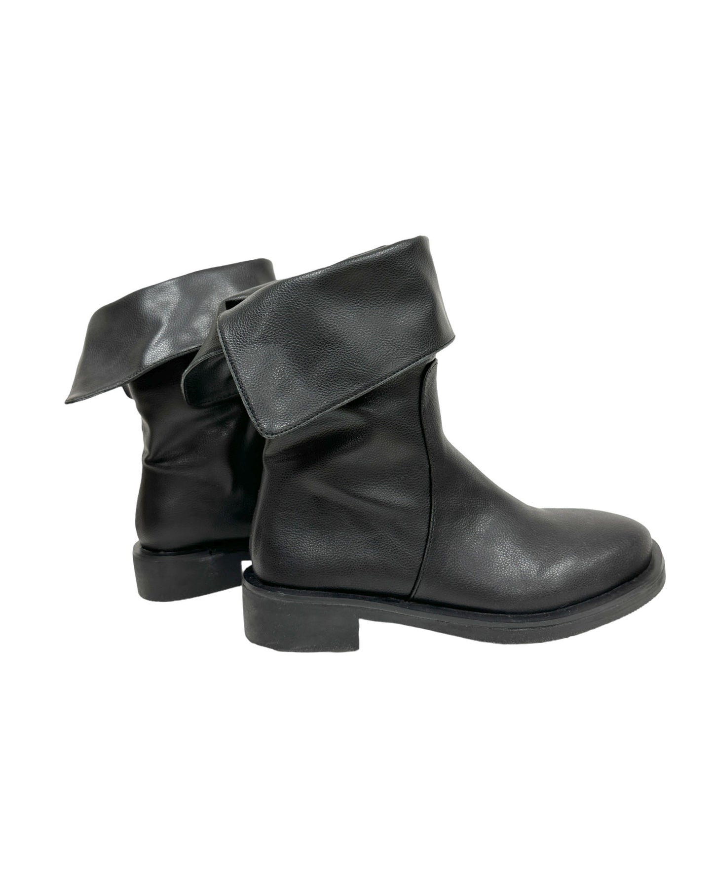 black leather fold over boots - 35, 37