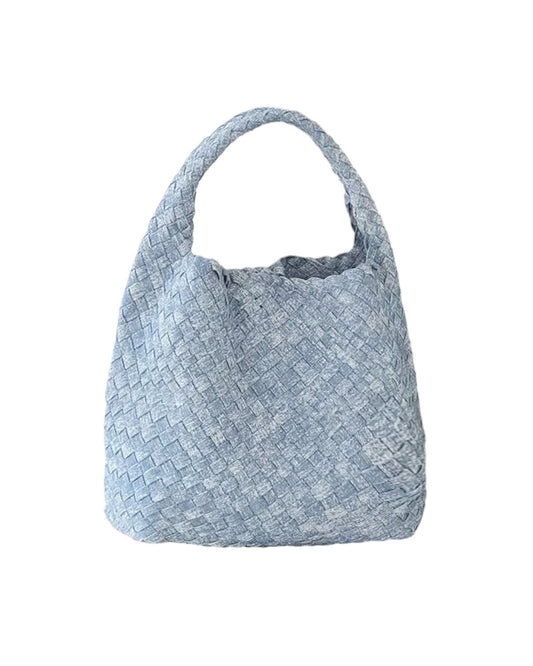 washed blue denim weave shoulder bag w/ pouch *pre-order*