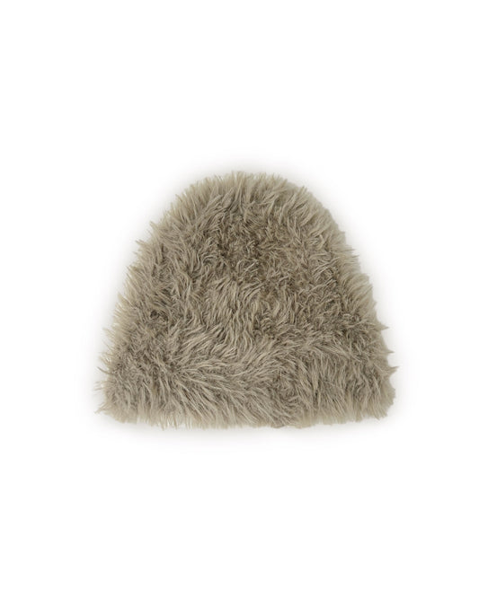 beige fluffy knitted beanie