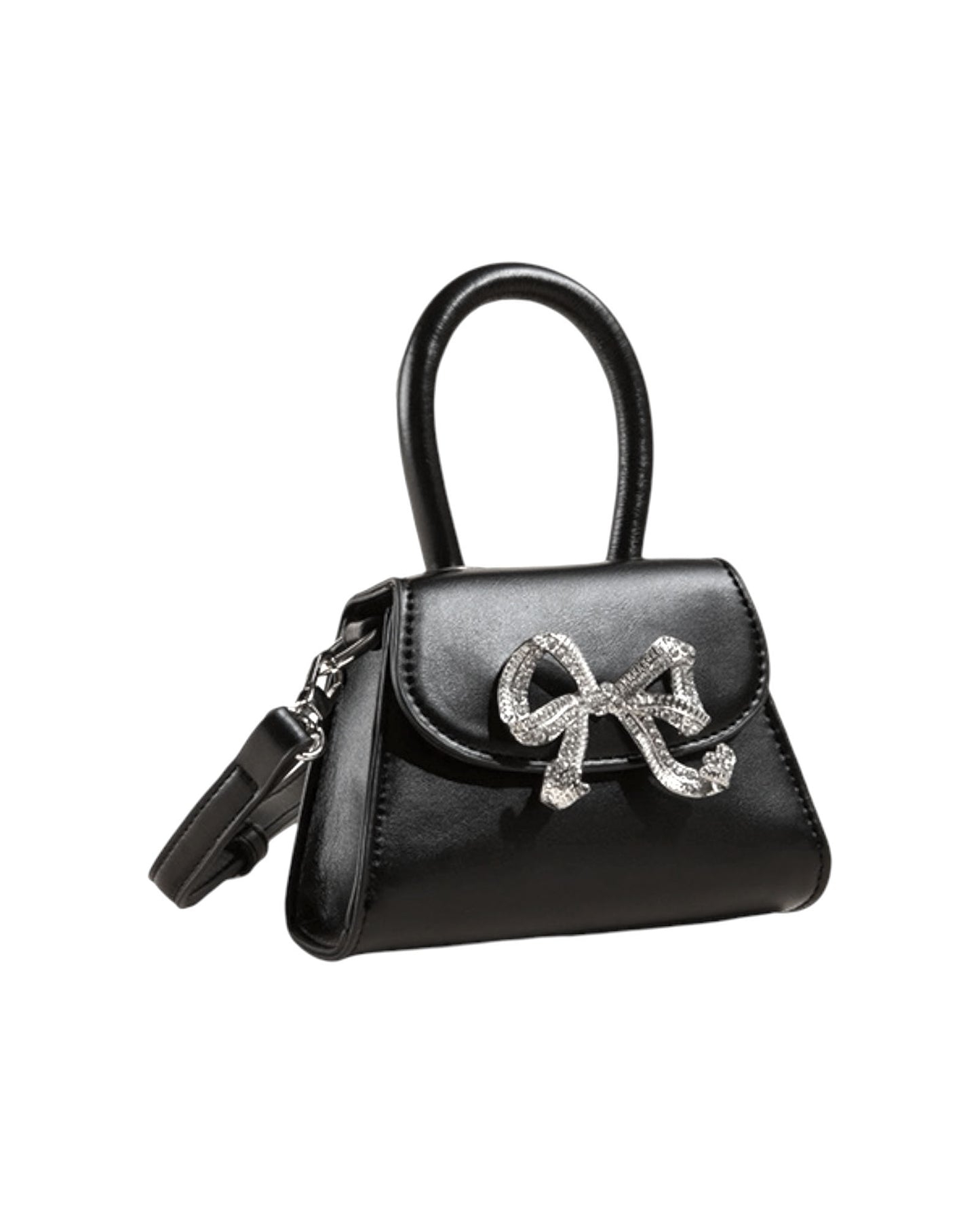 black pu leather diamonds bow handbag *pre-order*