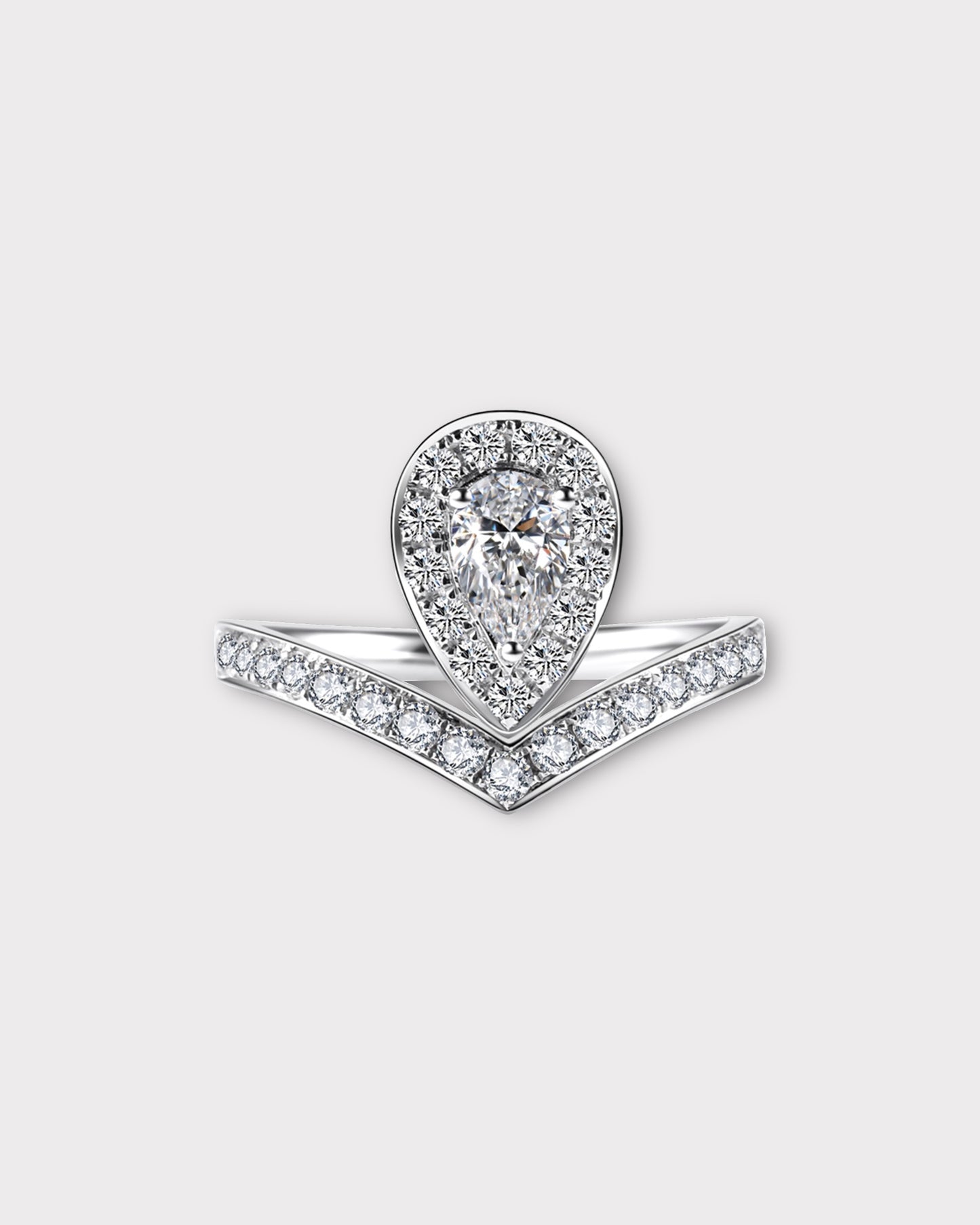 GAL pear w/ illusion lab-grown diamonds 18K white gold ring *pre-order*
