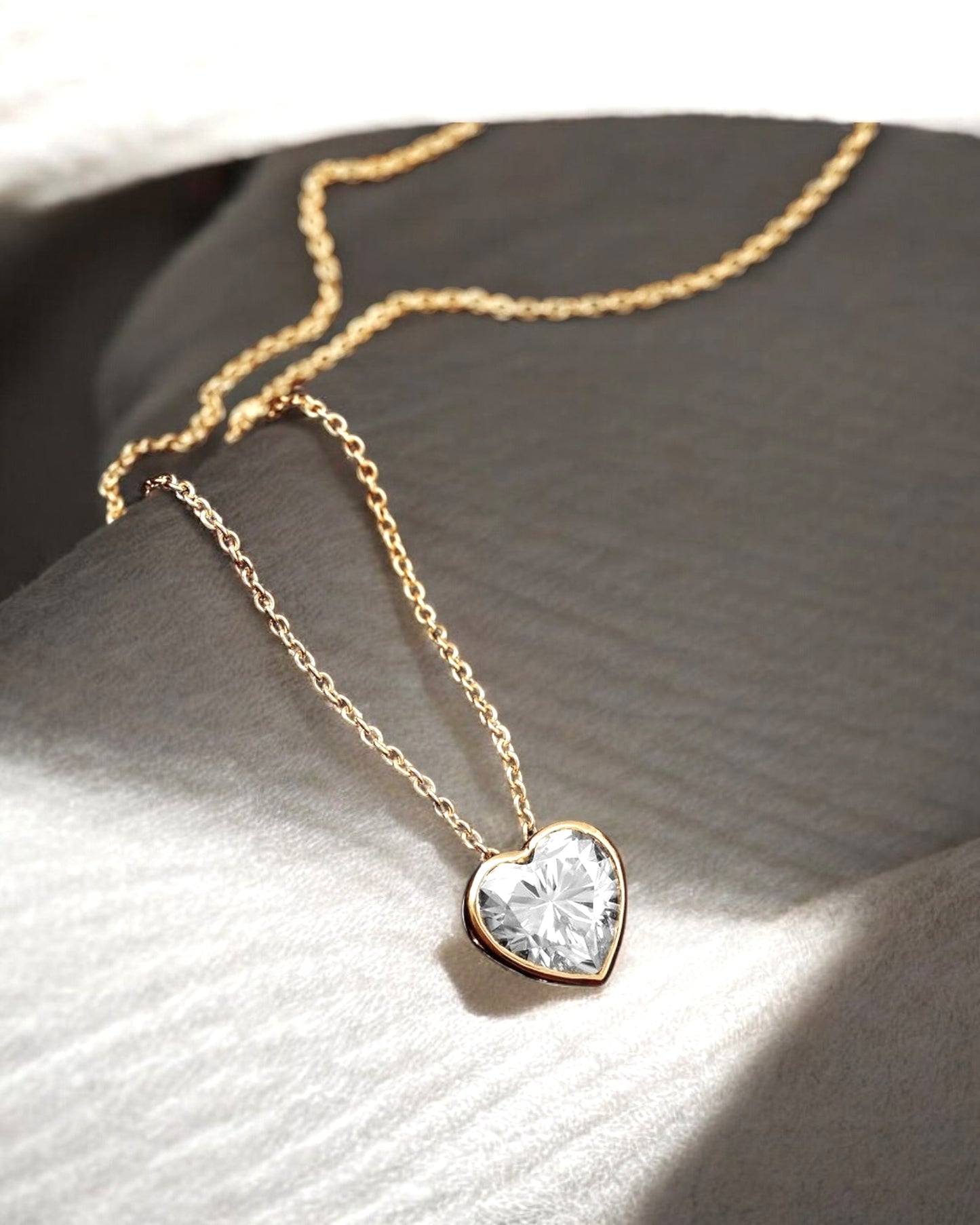 GAL 2ct heart bazel 18K lab-grown diamond pendant necklace *pre-order*