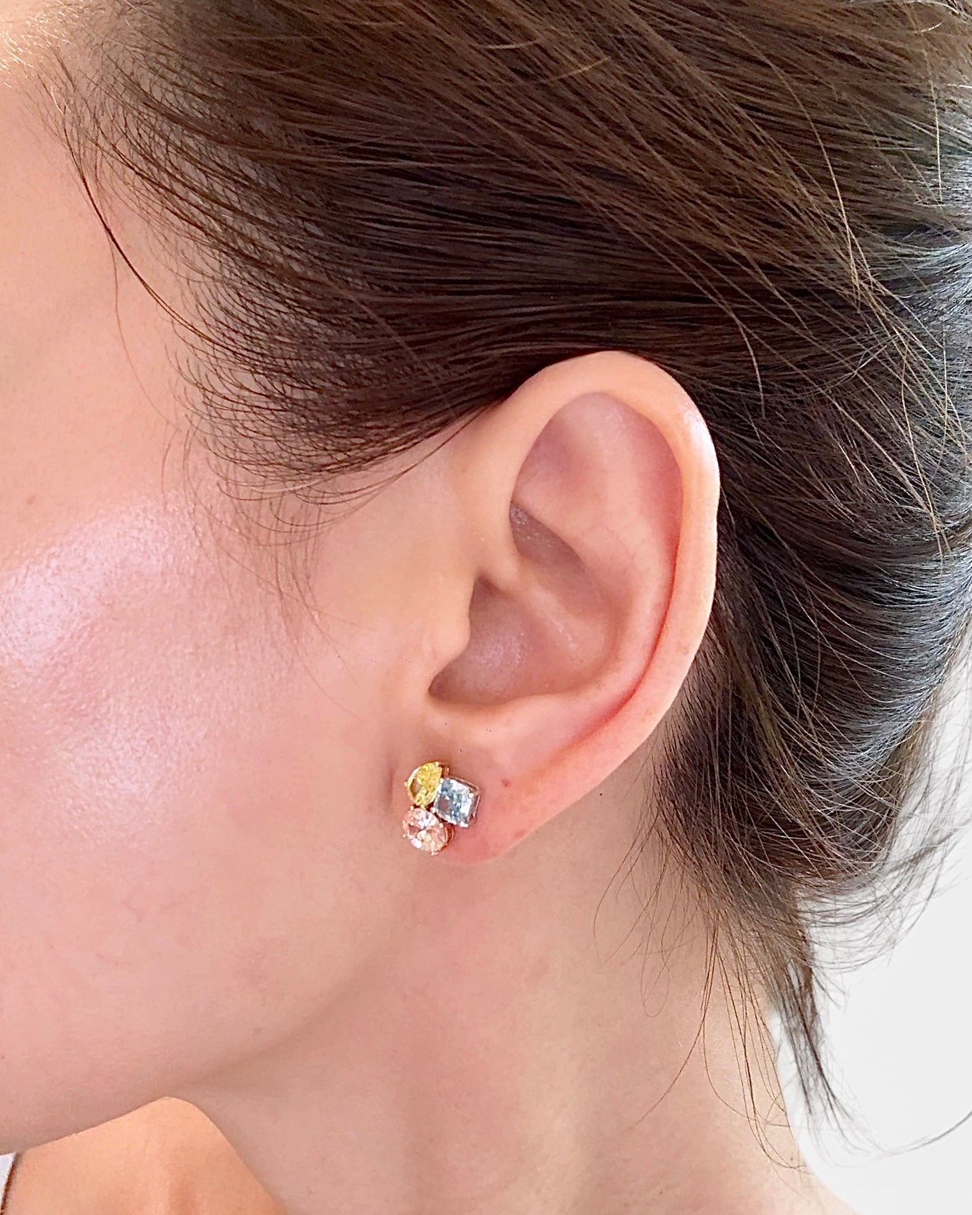 GAL coloured cluster lab-grown diamond stud earrings