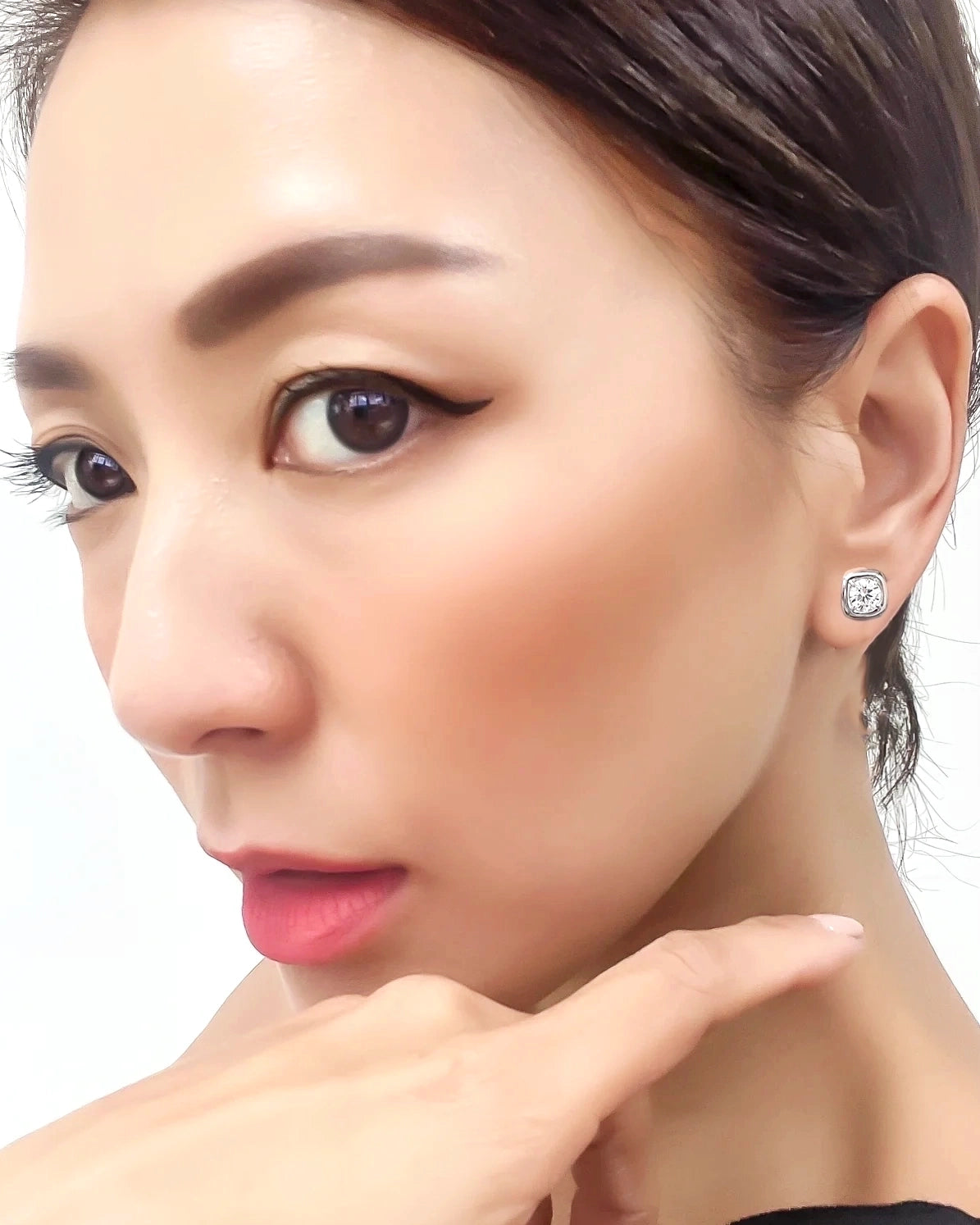 GAL square bazel 18K lab-grown round diamond earrings *pre-order*
