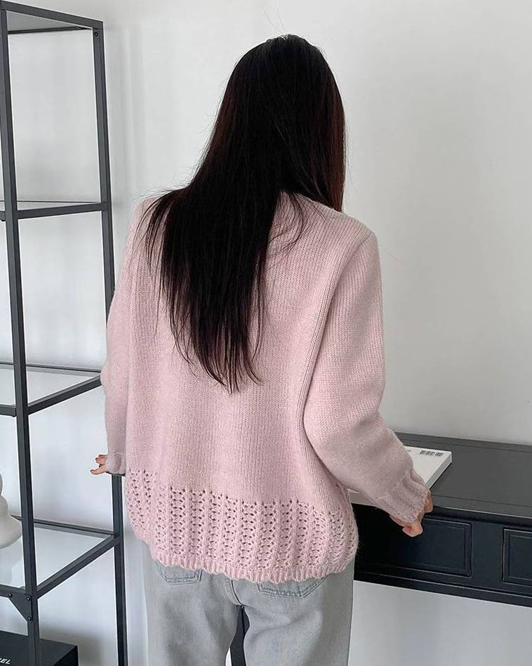 pink crochet knitted cardigan *pre-order*