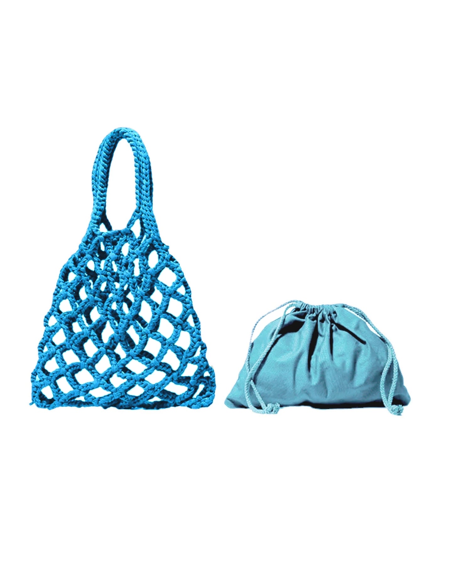 blue knitted net bag w/ pouch *pre-order*