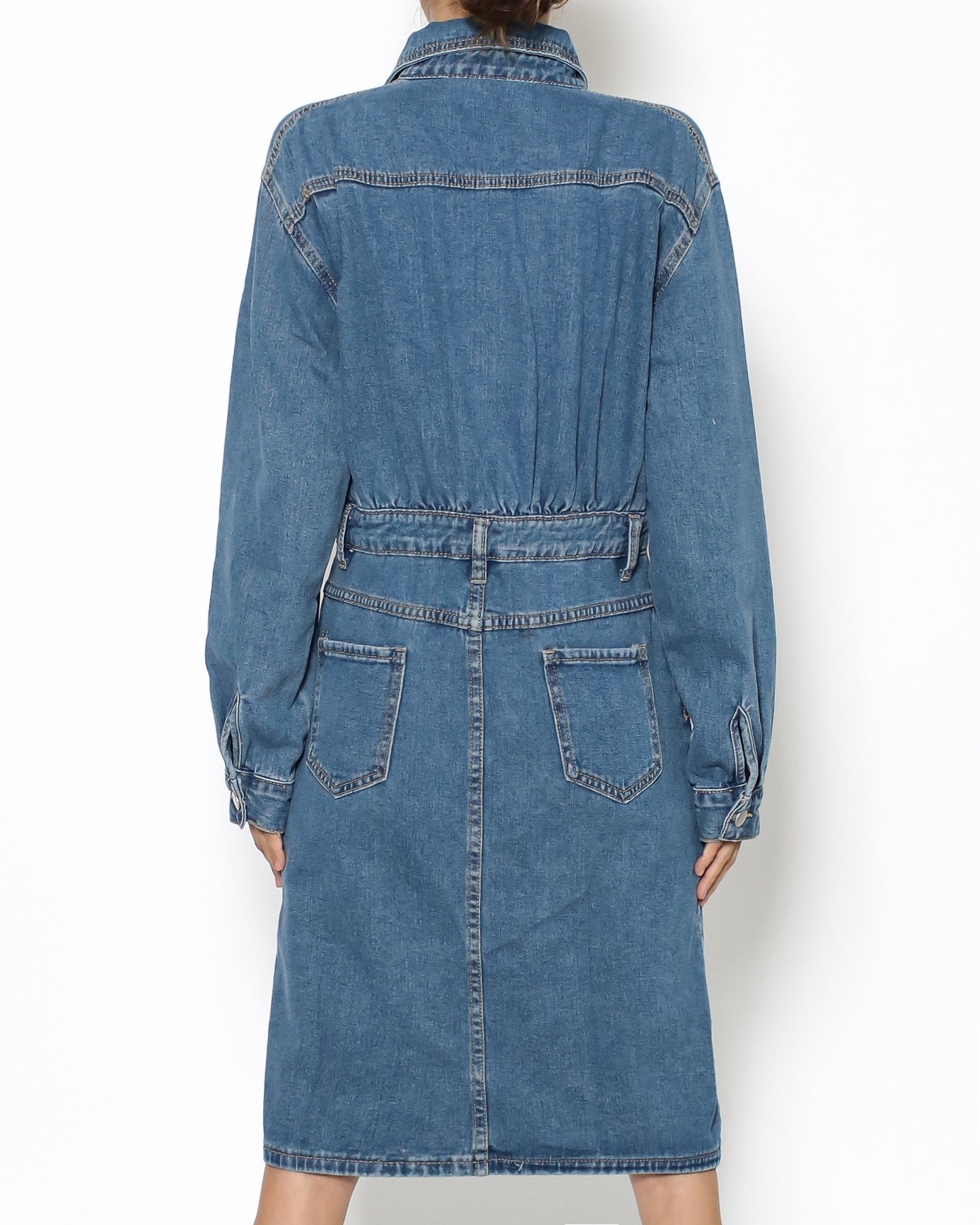 denim split front dress *pre-order*