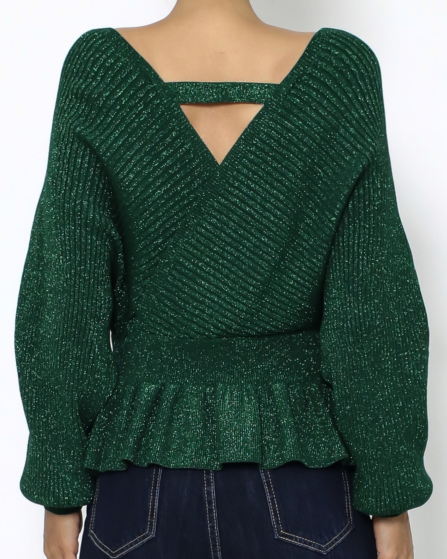 green luxe frill knitted top *pre-order*