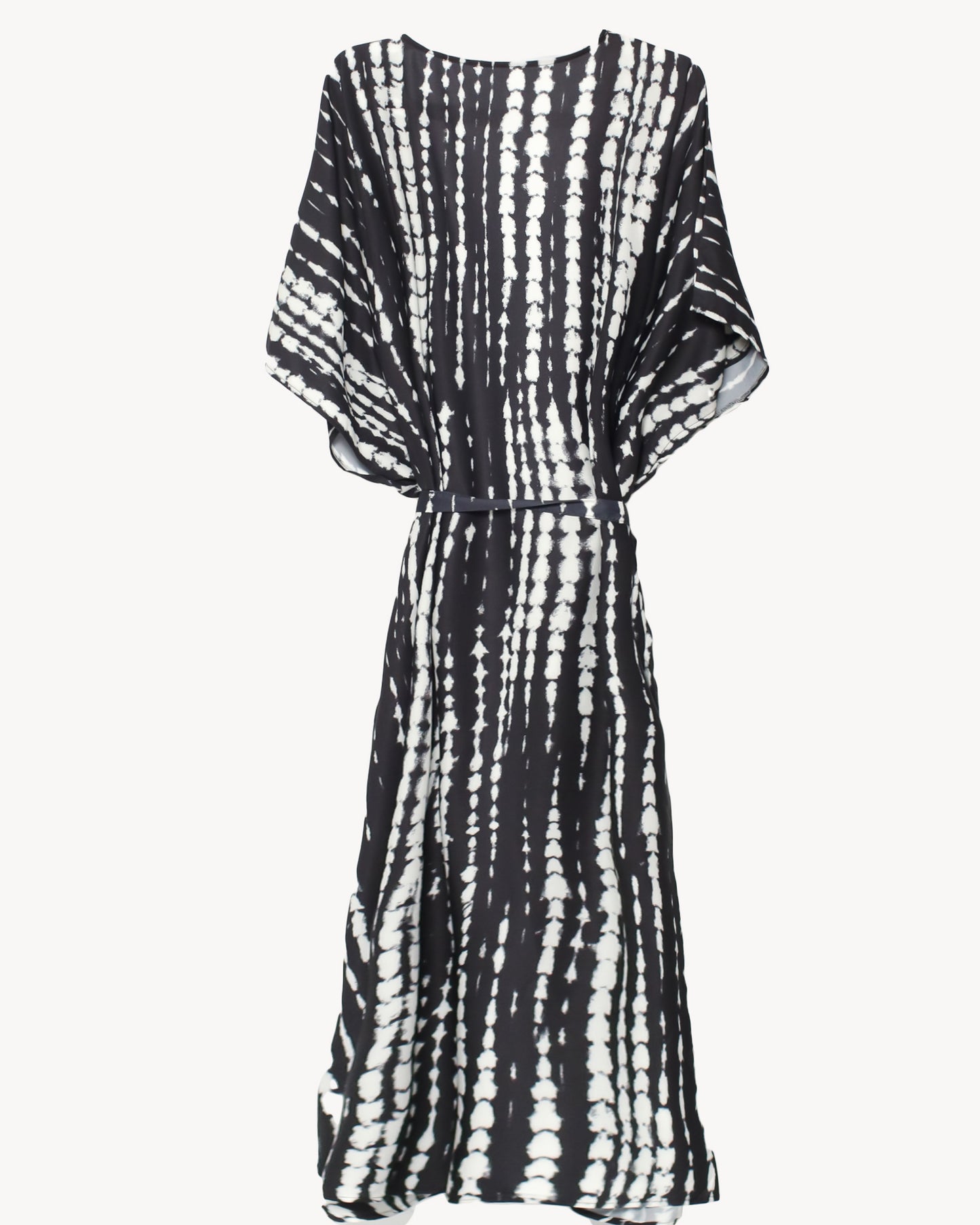 black printed longline kimono cover up with tie-up *pre-order*