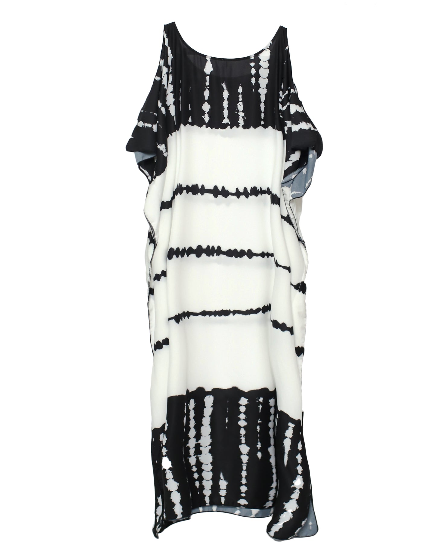 black & ivory tie-dye cutout shoulders cover up dress *pre-order*