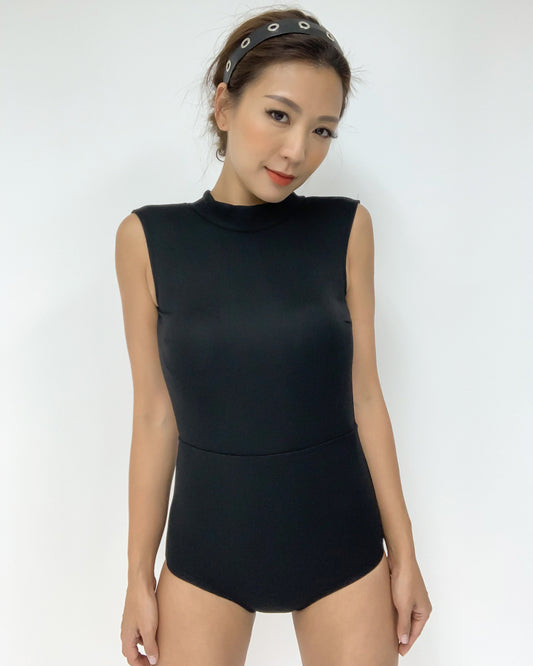 black high neck with cutout back one piece swimwear *pre-order*