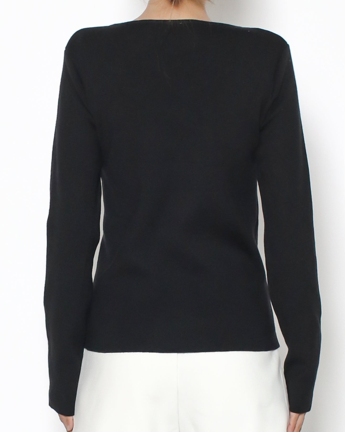 black cutout front knitted top
