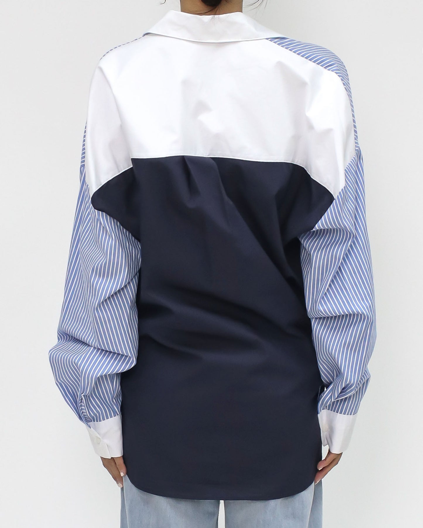 Blue stripes & navy ivory shirt