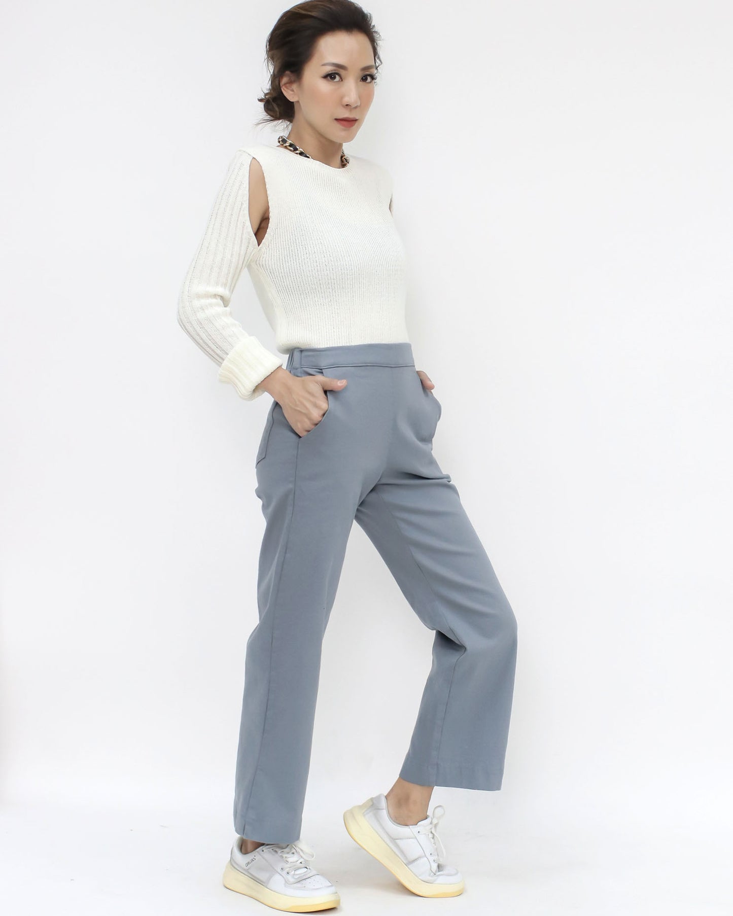 ivory knitted cutout top