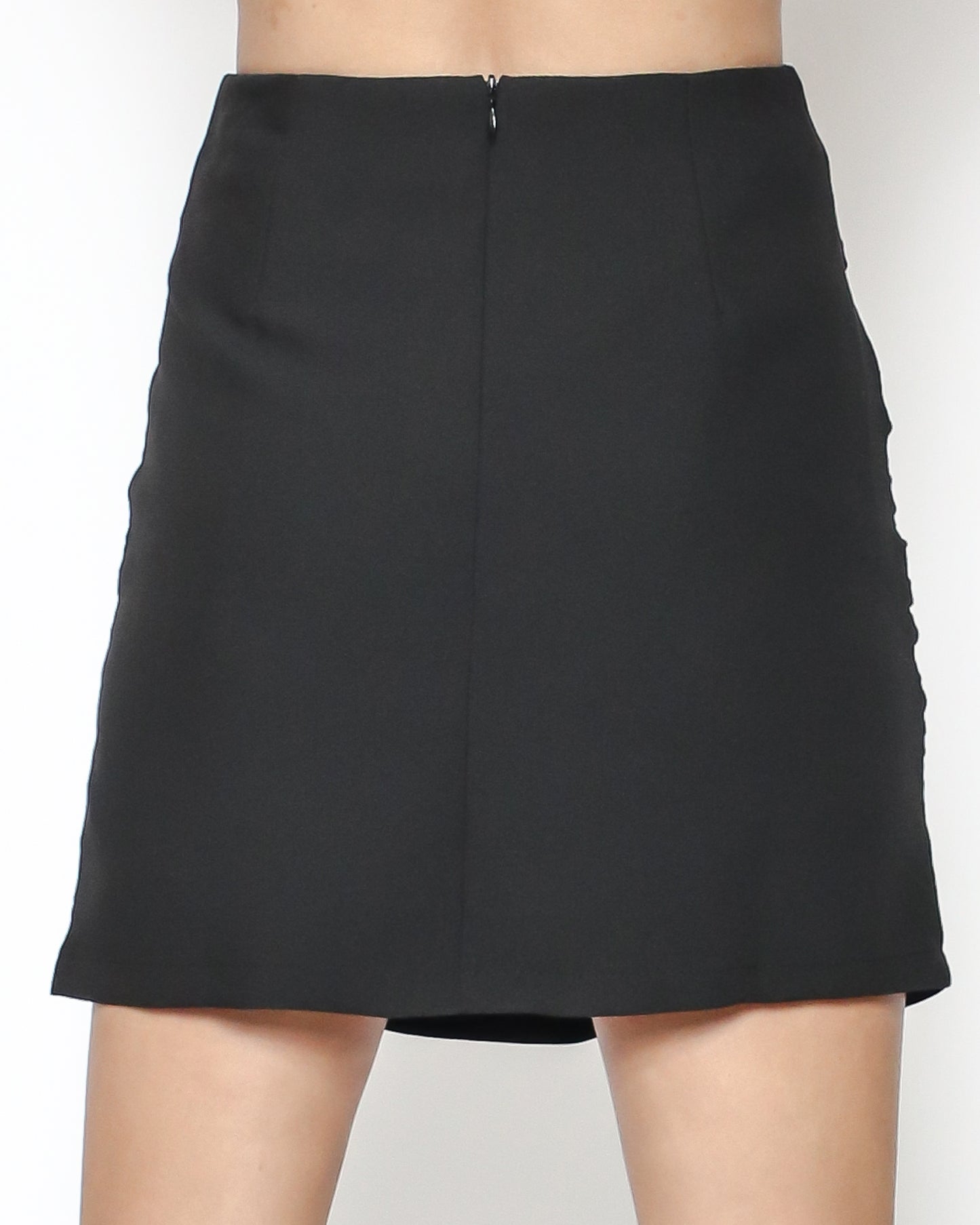 black ruched high waist shirt skirt - S / M