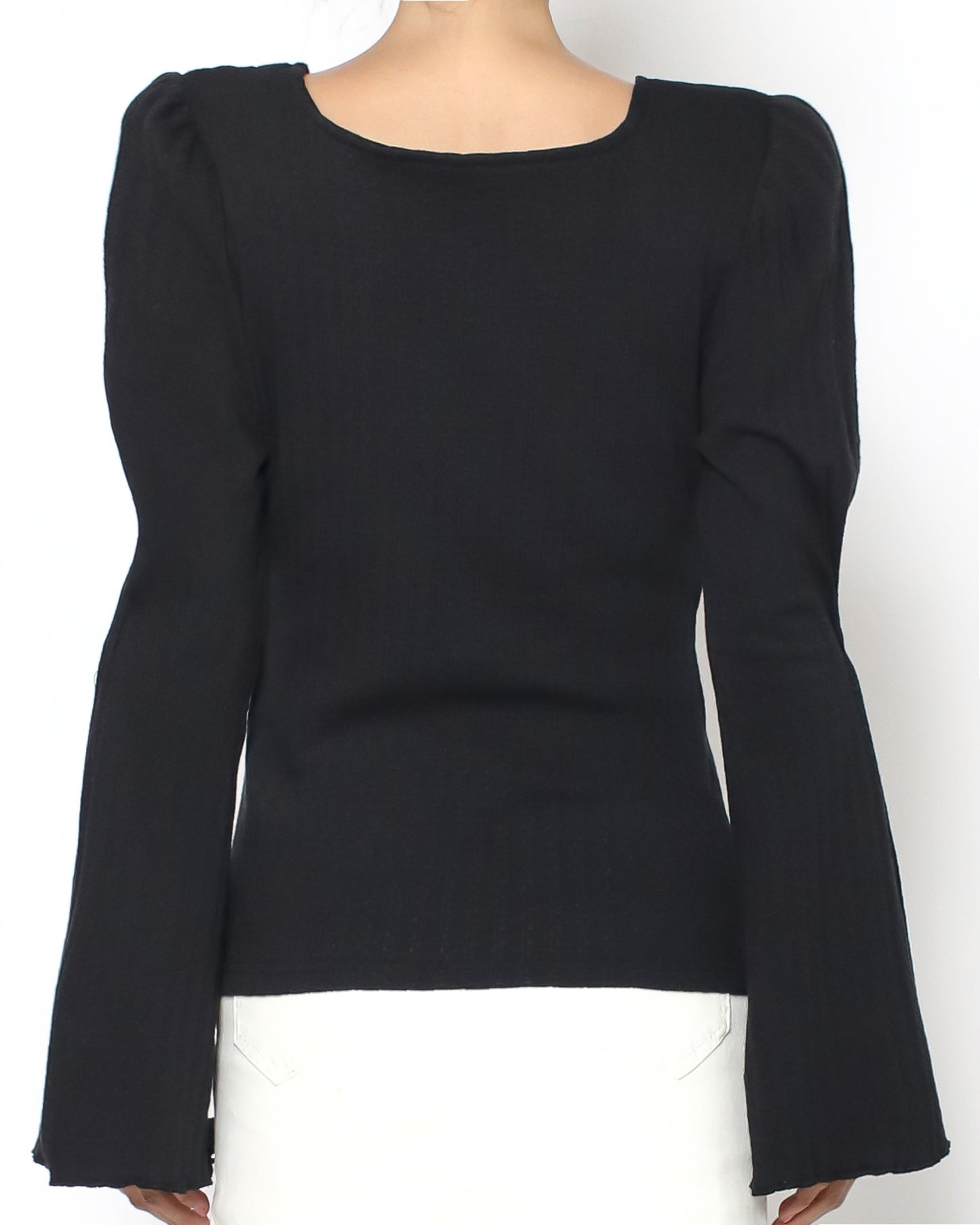 black bell sleeves ottoman top *pre-order*