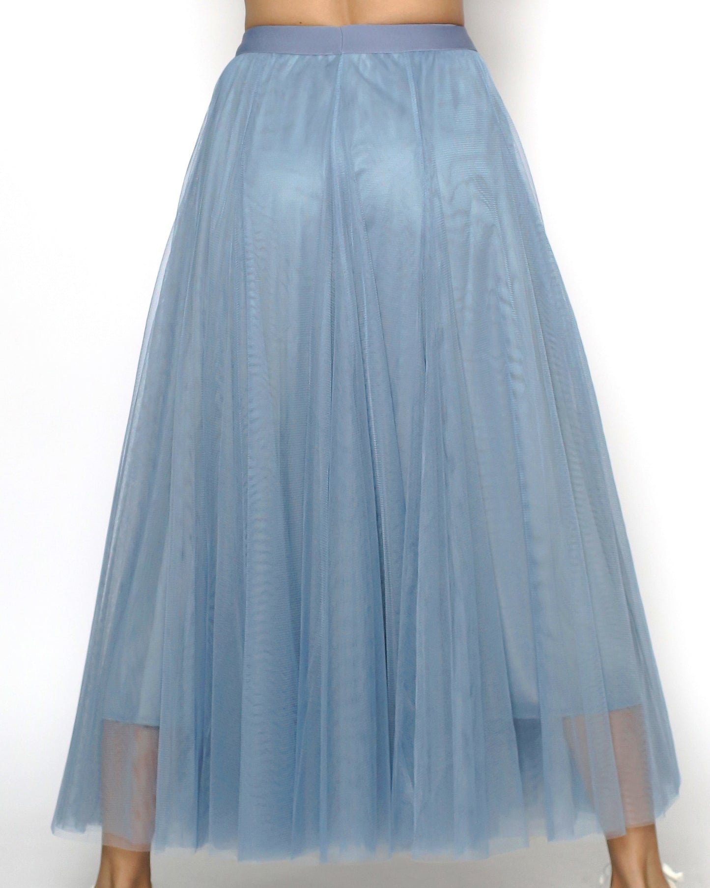 blue mesh midi skirt
