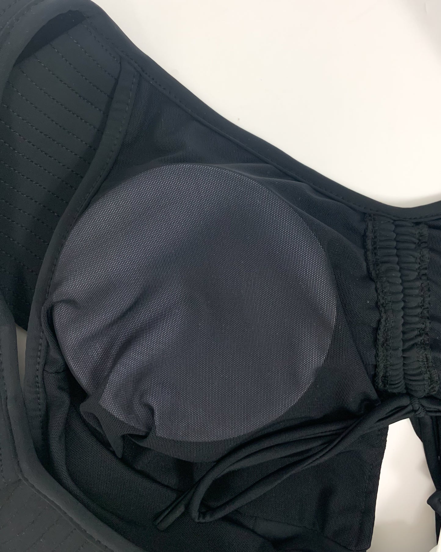 black bold ruffles cutout front one piece swimwear - M