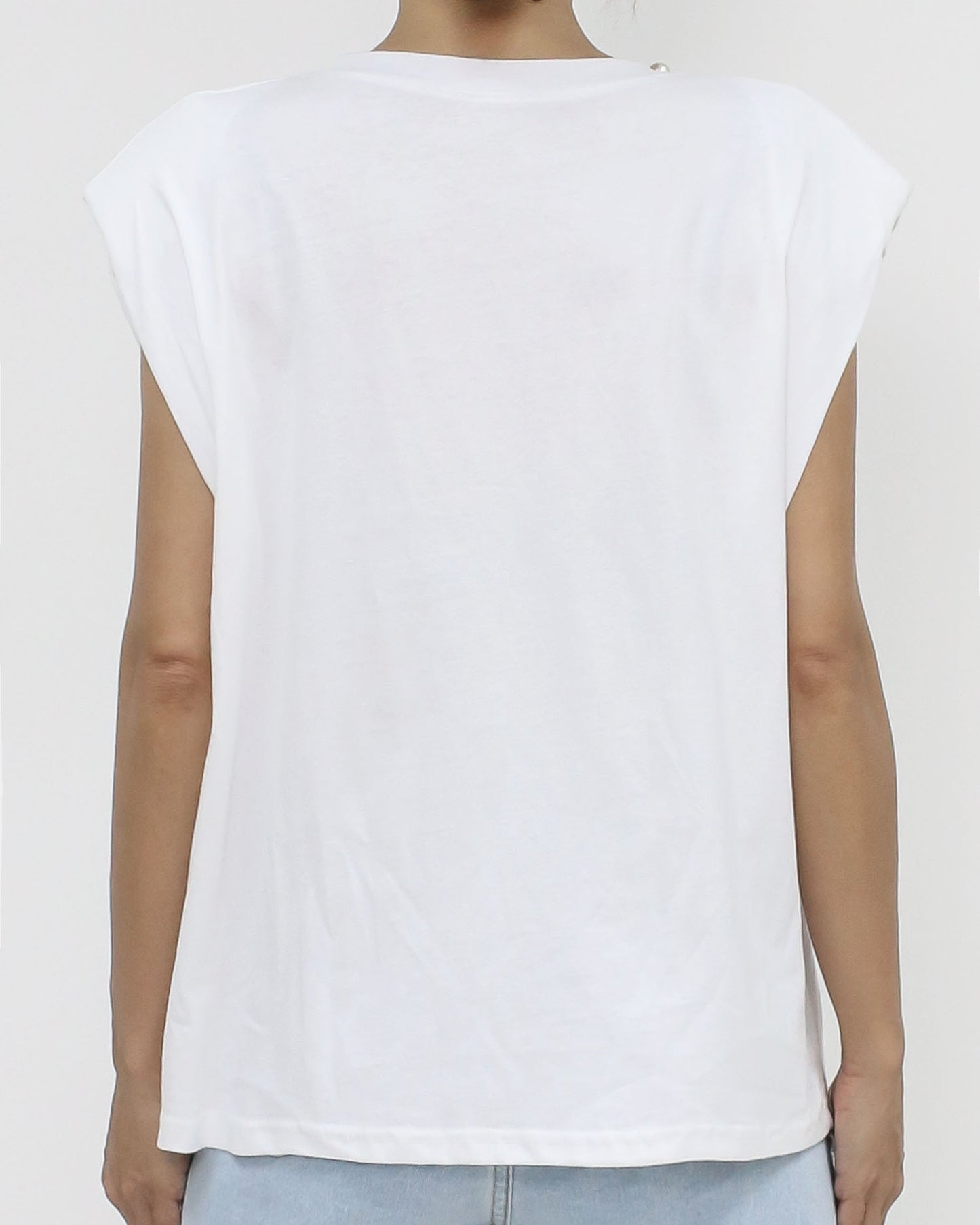ivory pearls neckline shoulder pads tee *pre-order*