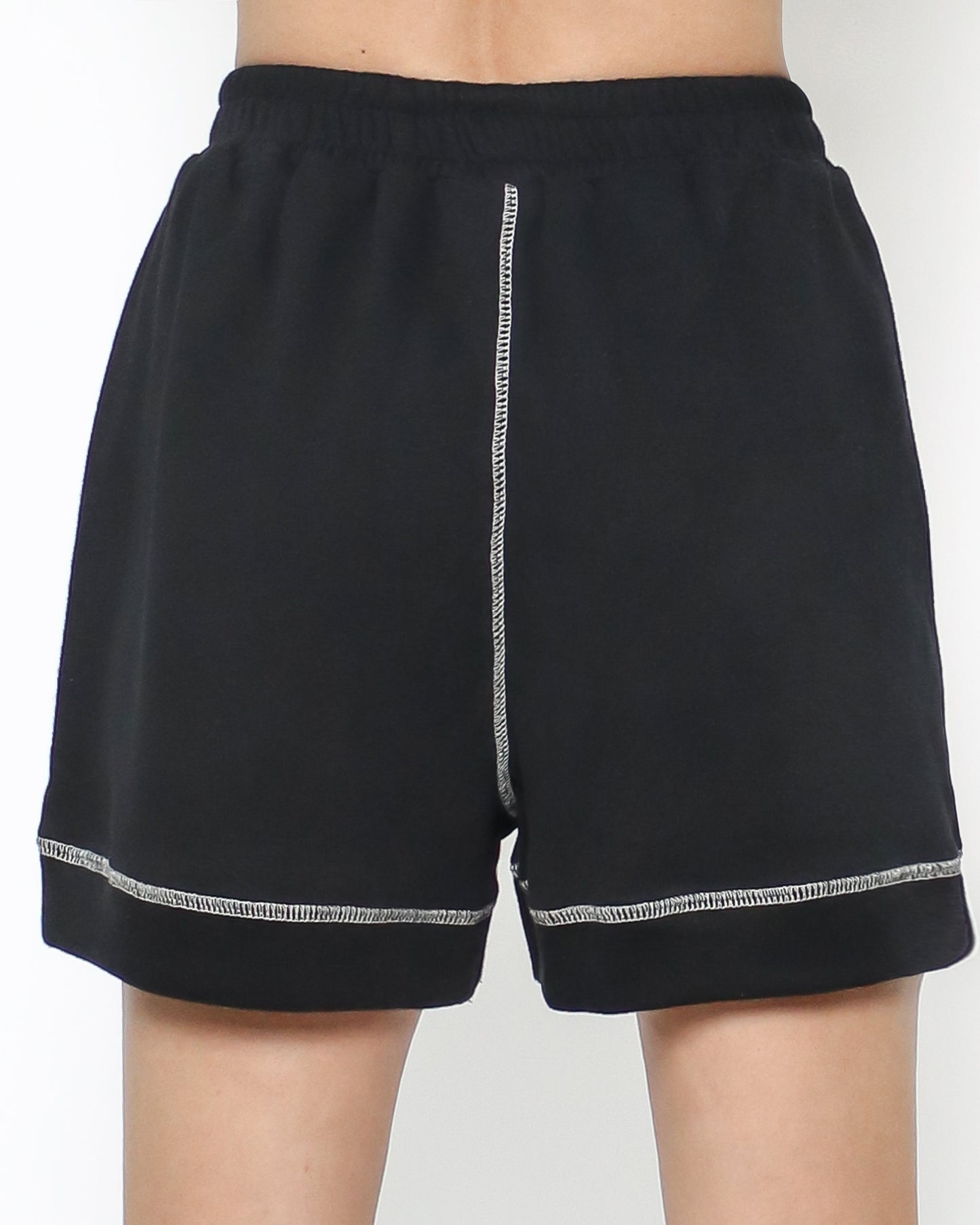 black & ivory trim sweat sporty shorts *pre-order*