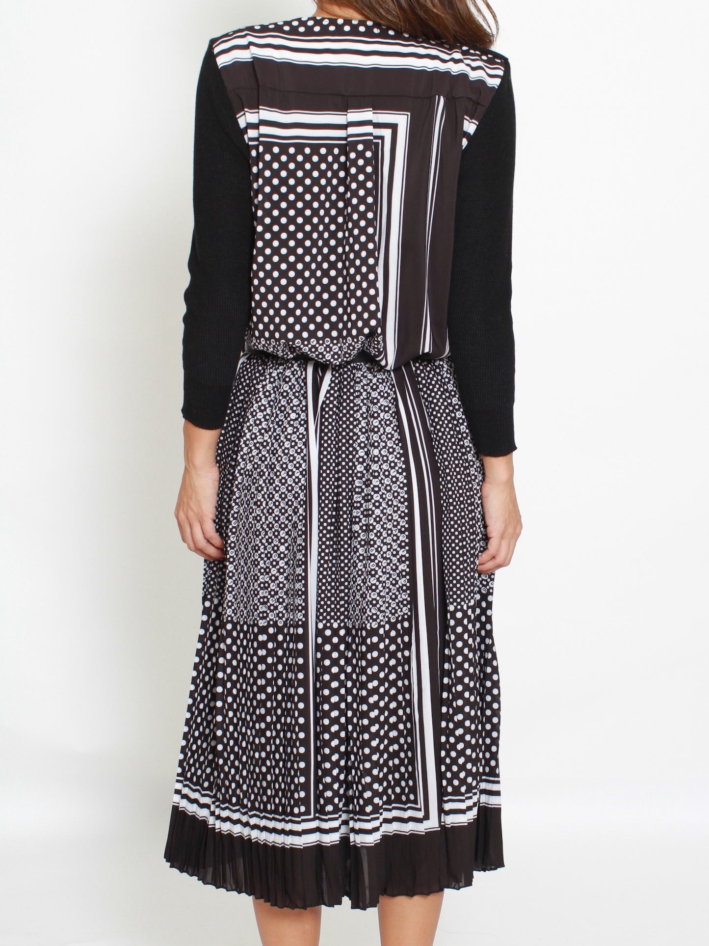 black knitted dress with printed pleats *pre-order*