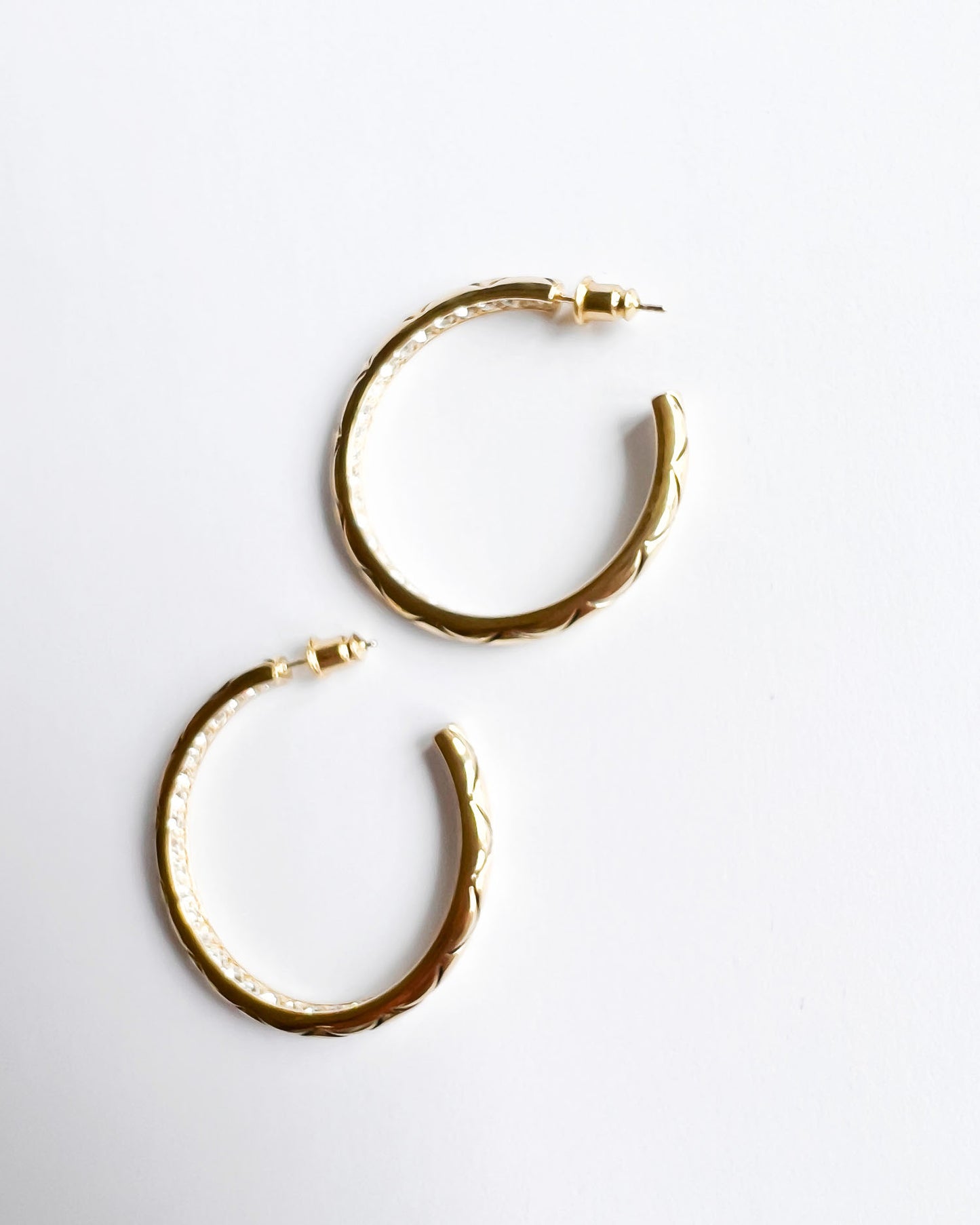 gold quilted diamonds inner hoop earrings *pre-order*