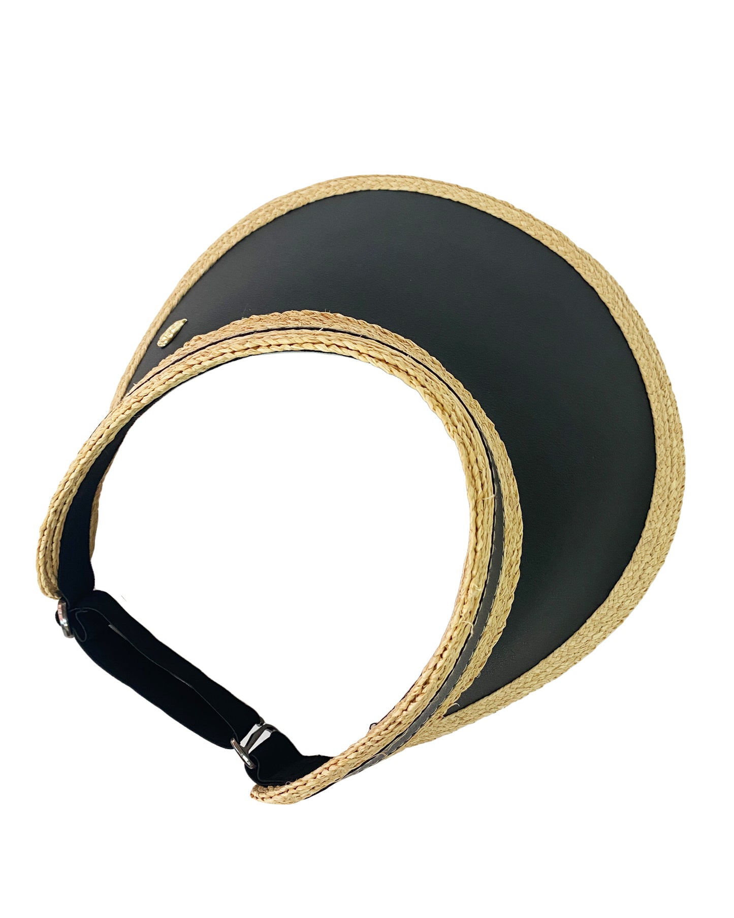 black & PU leather straw visor hat *pre-order*