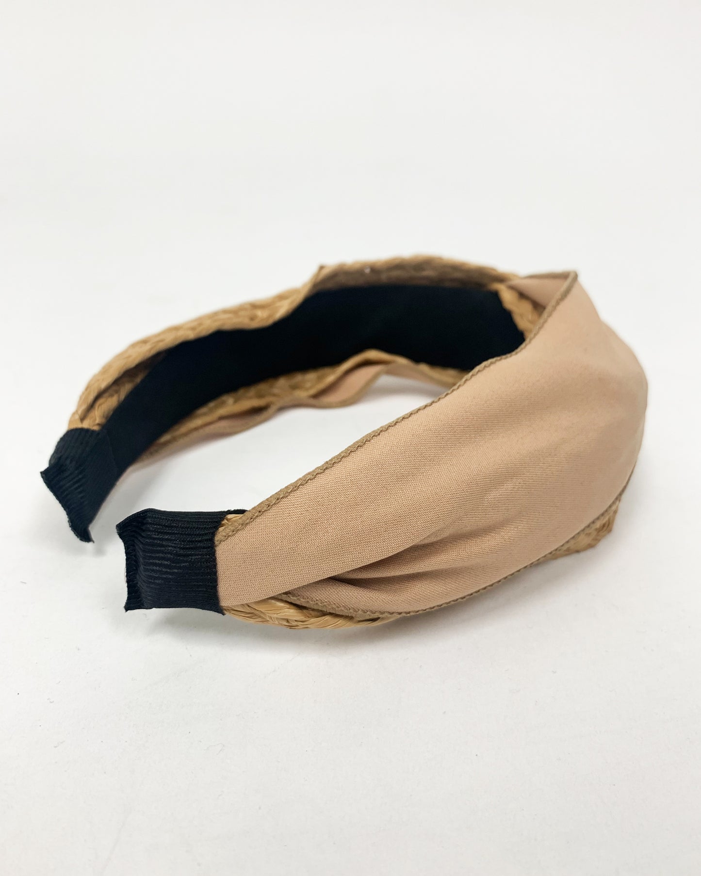 beige straw with nude fabric twisted headband *pre-order*