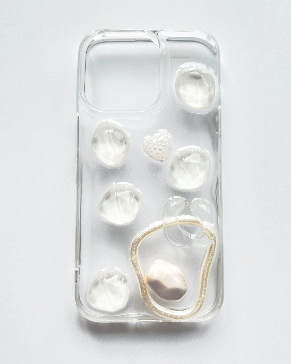 clear PVC pearls stones phone case - iPhone 13 pro