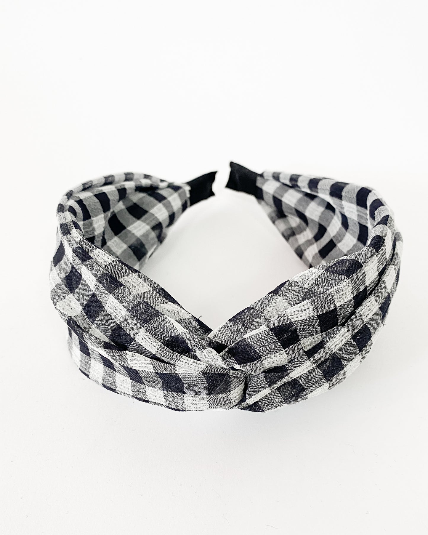 black gingham twisted fabric headband *pre-order*