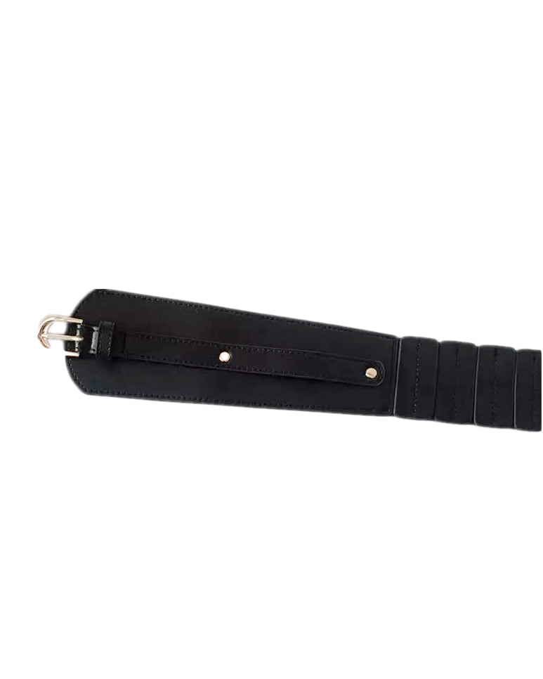 black PU leather stretch back wide belt *pre-order*