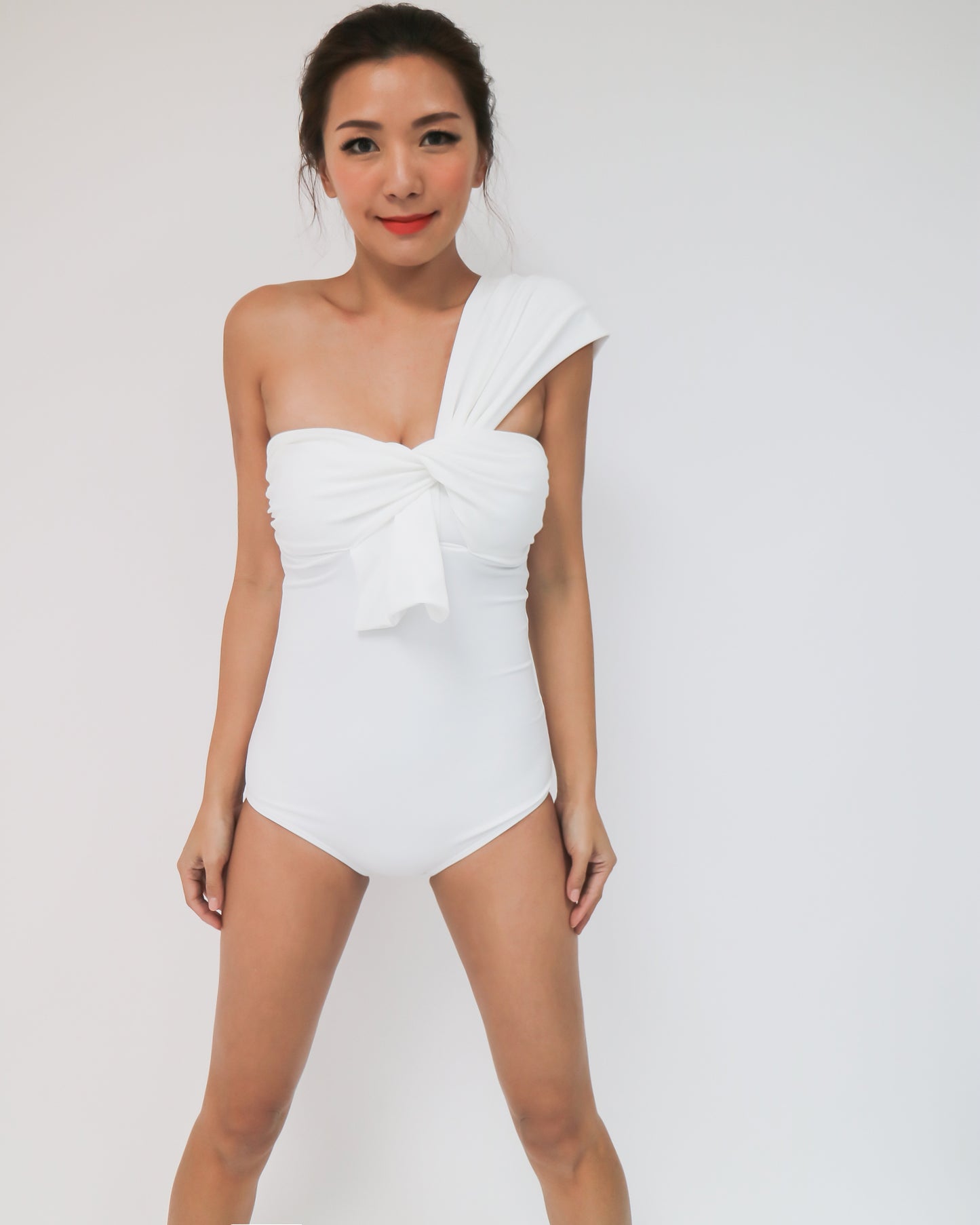ivory one shoulder one piece swimwear *pre-order*