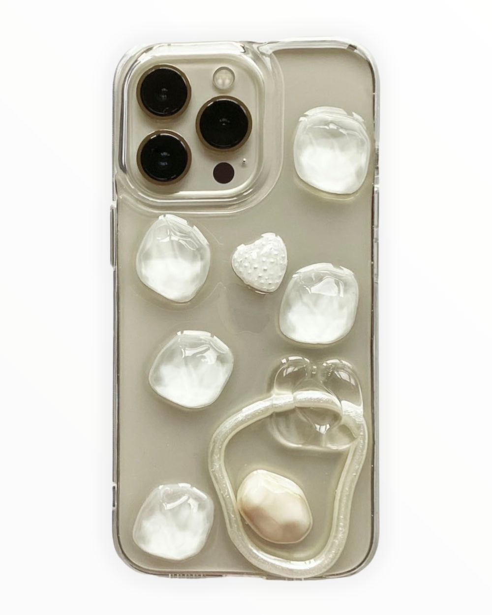clear PVC pearls stones phone case - iPhone 13 pro