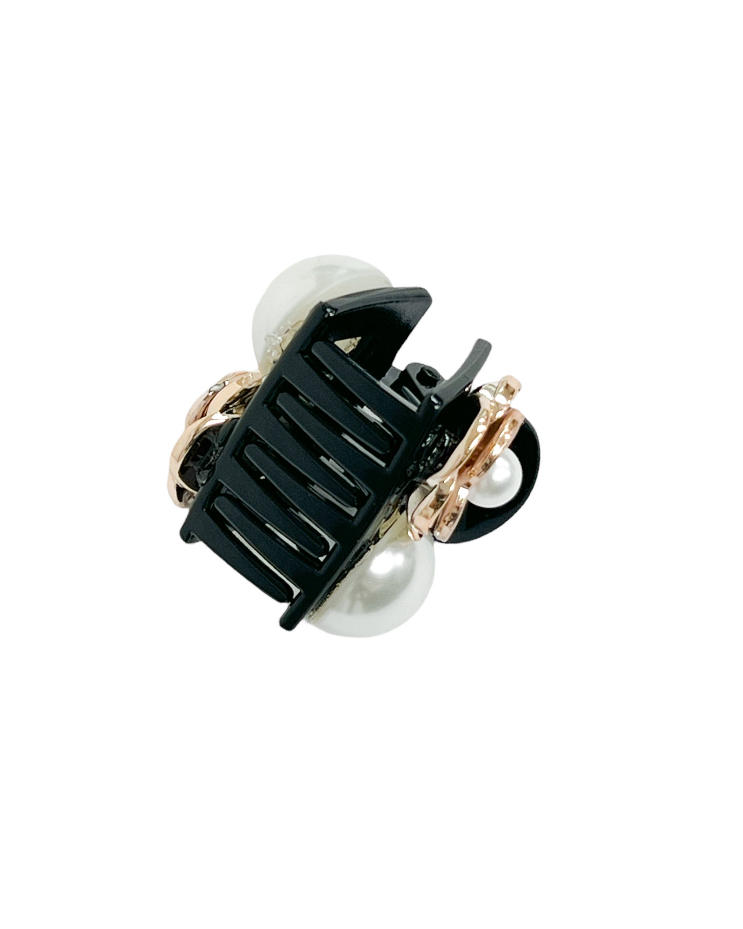 black PVC camilla flowers & pearls hair clips *pre-order*