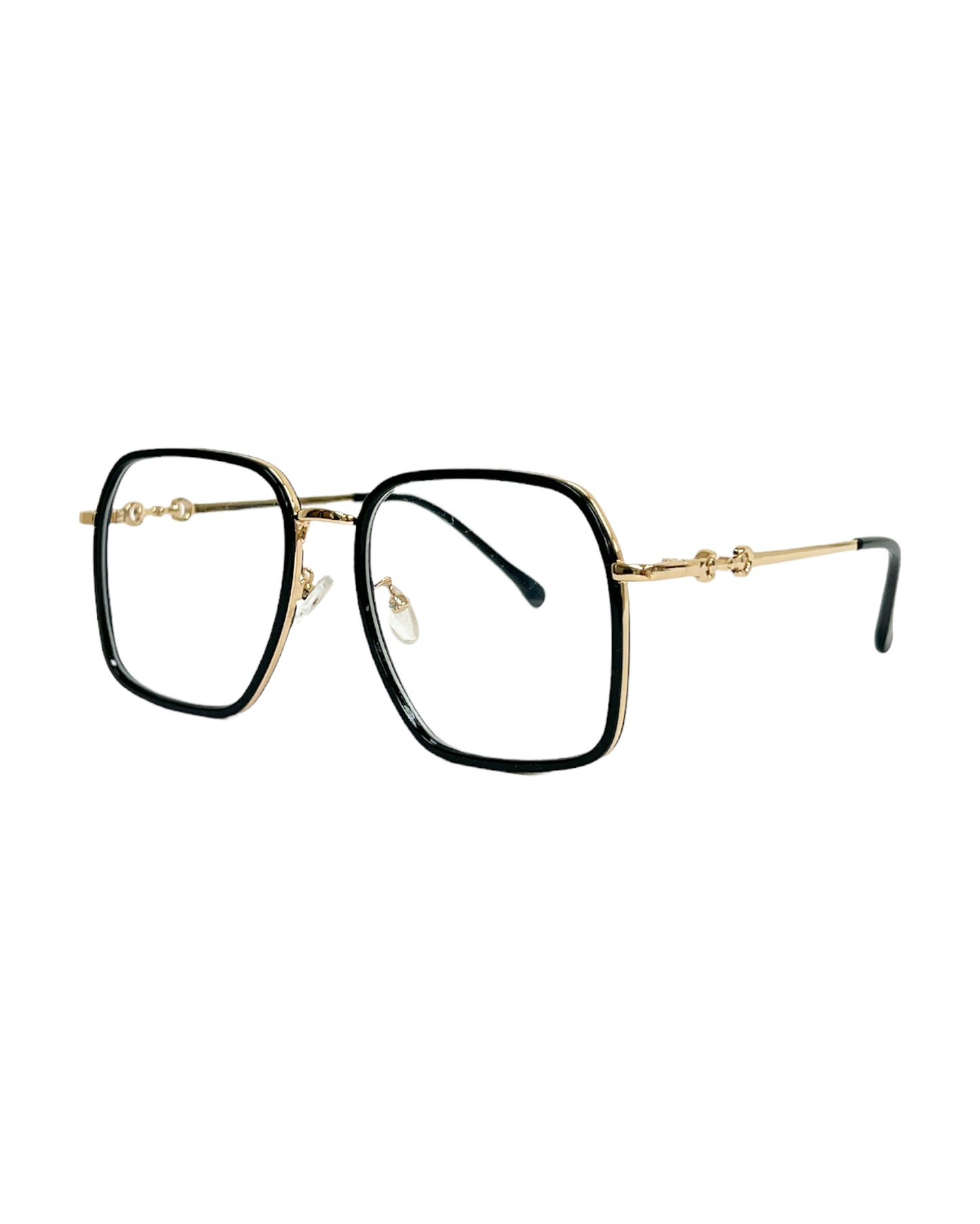 black frame with gold amrs clear lens glasses *pre-order*