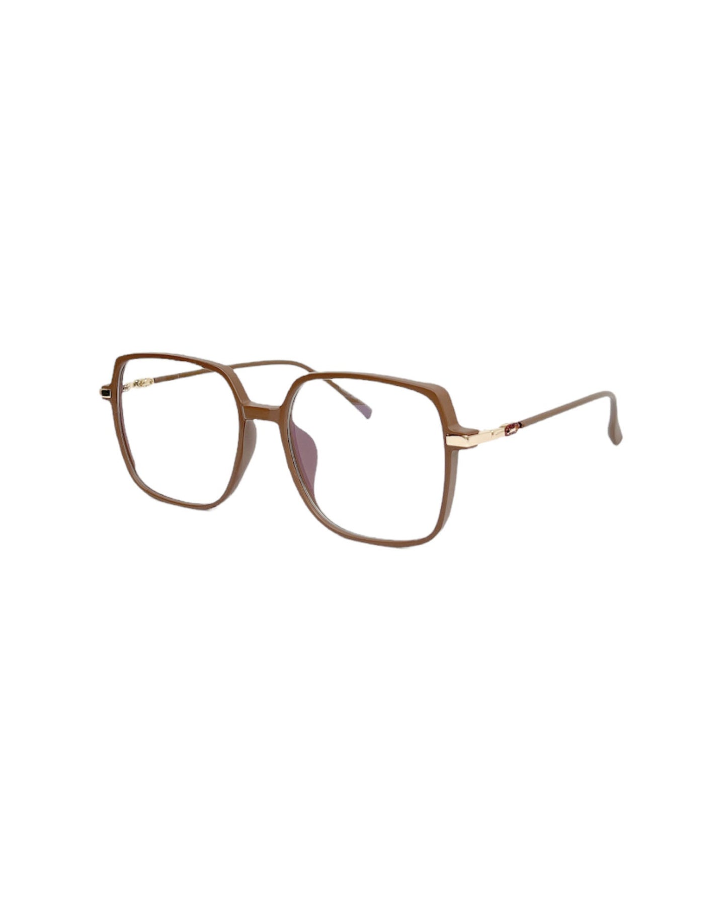matt brown frame clear lens glasses